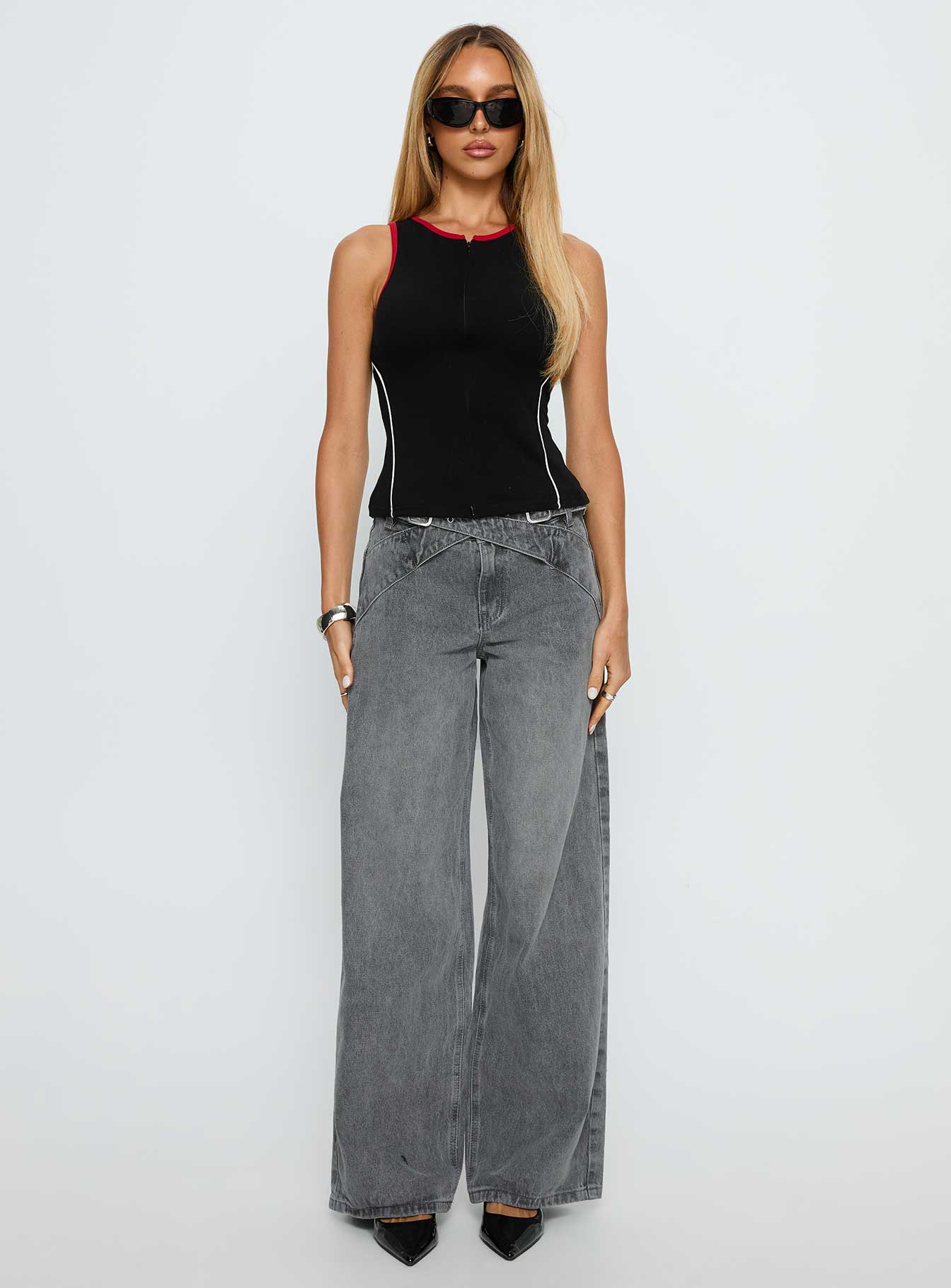 Alyna Zip Through Knit Top Black - Image 7