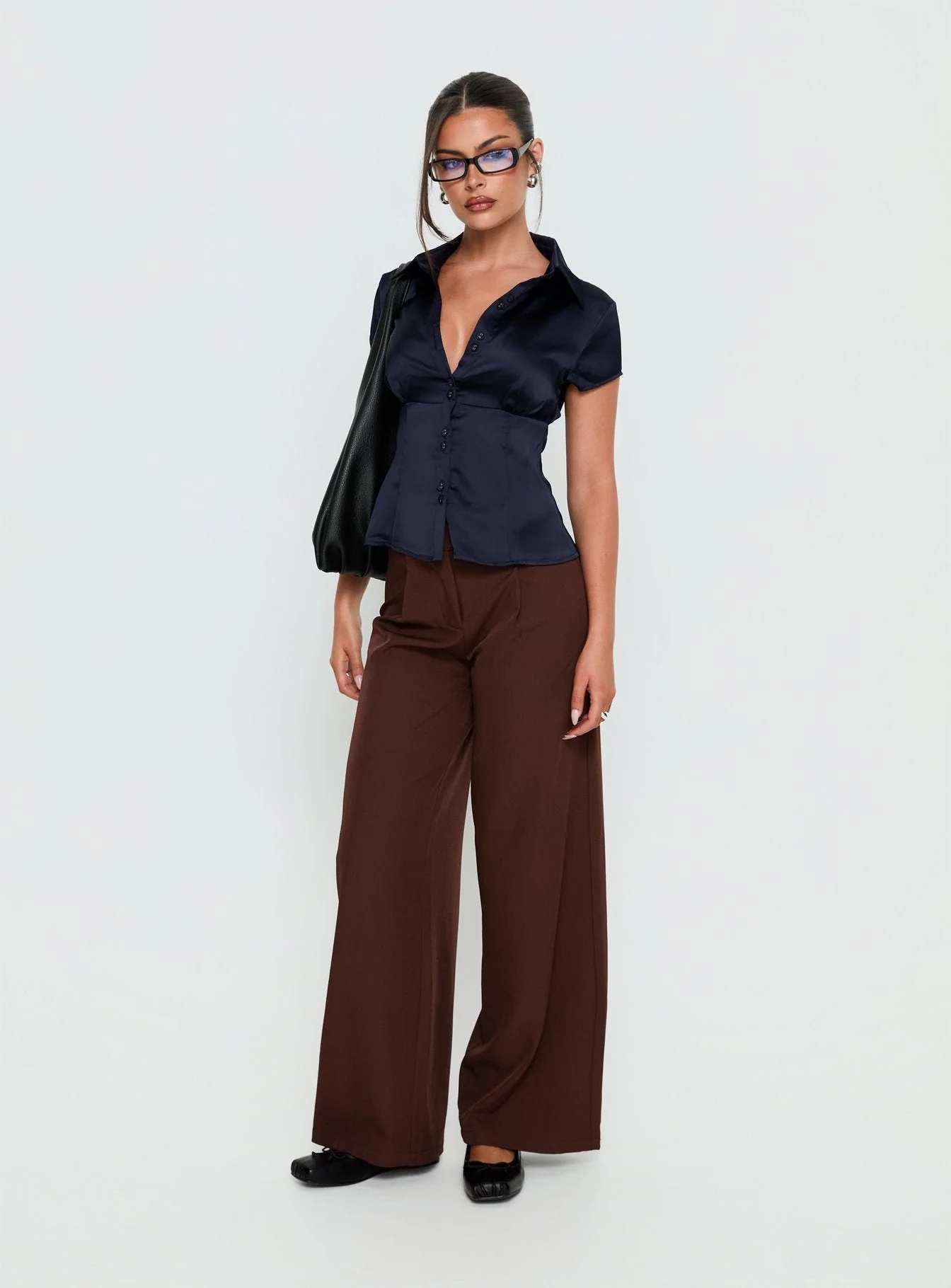 Alys Cut Out Straight Leg Pant Brown - Image 2