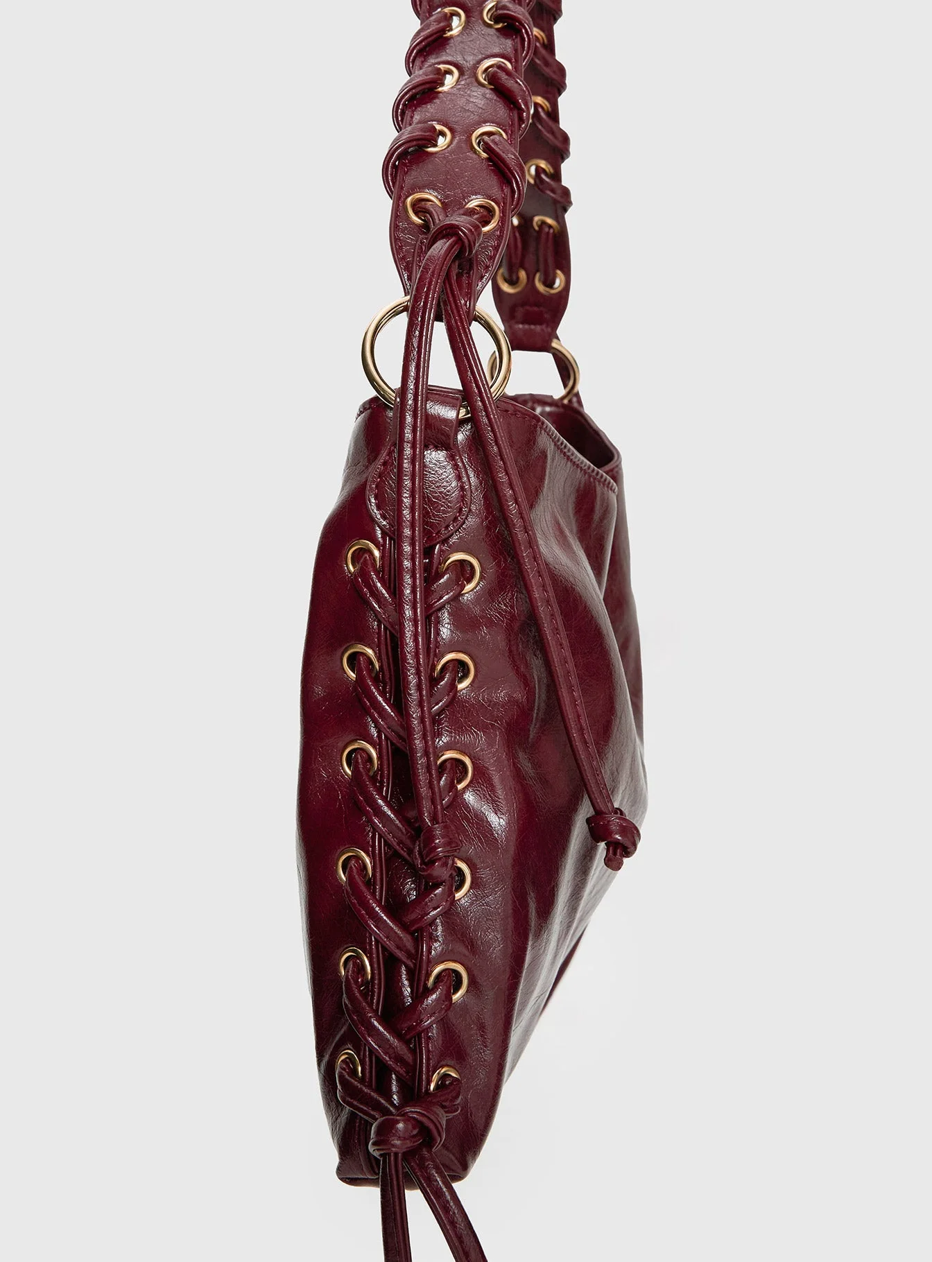 Amadea Tie Detail Shoulder Bag Burgundy - Image 5