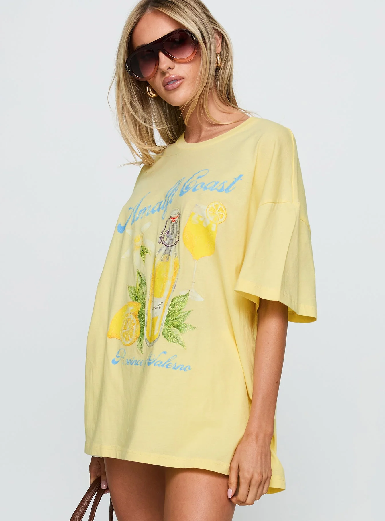 Amalfi Coast Oversized Graphic Tee Pastel Yellow - Image 4