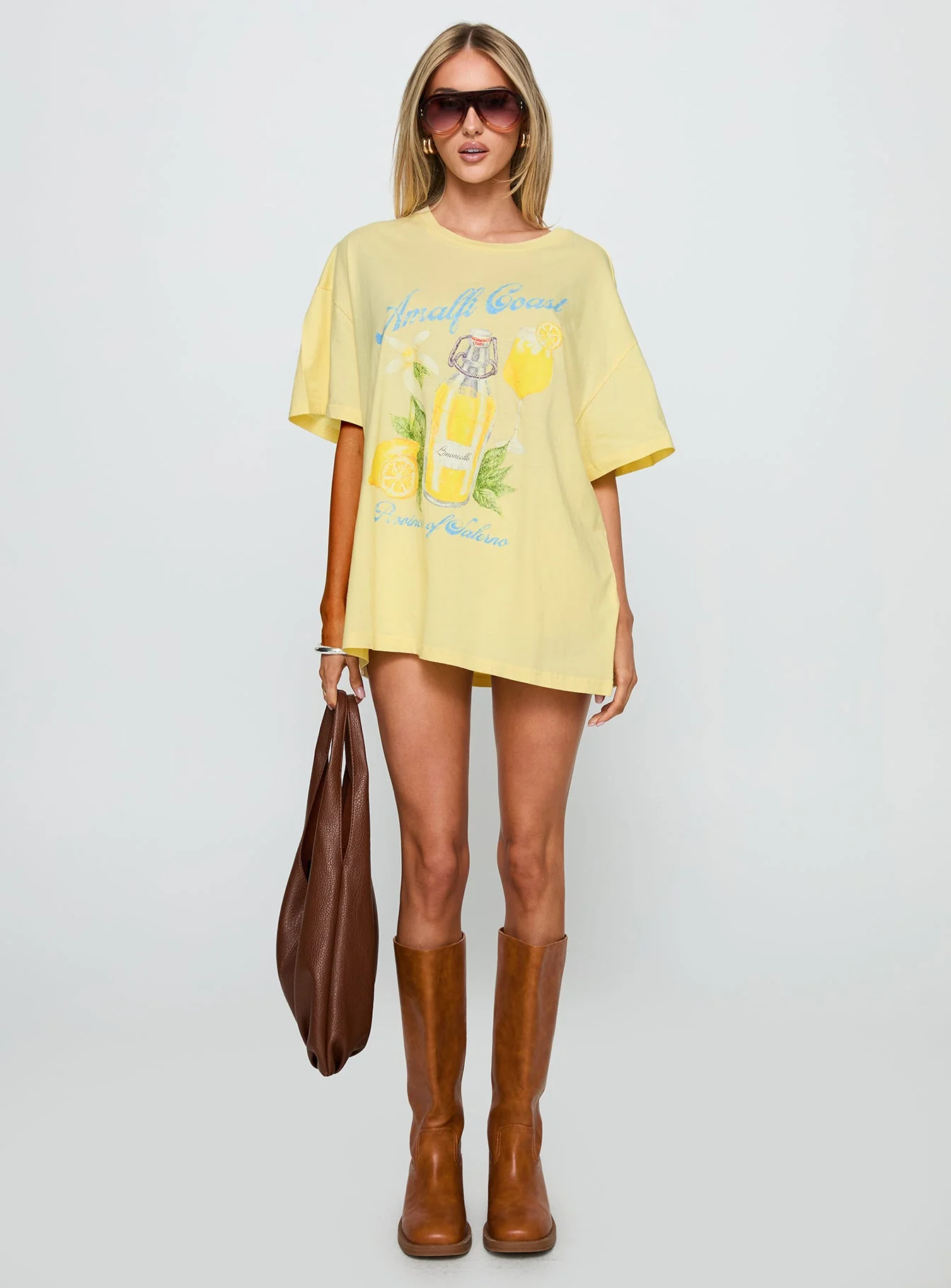 Amalfi Coast Oversized Graphic Tee Pastel Yellow - Image 7