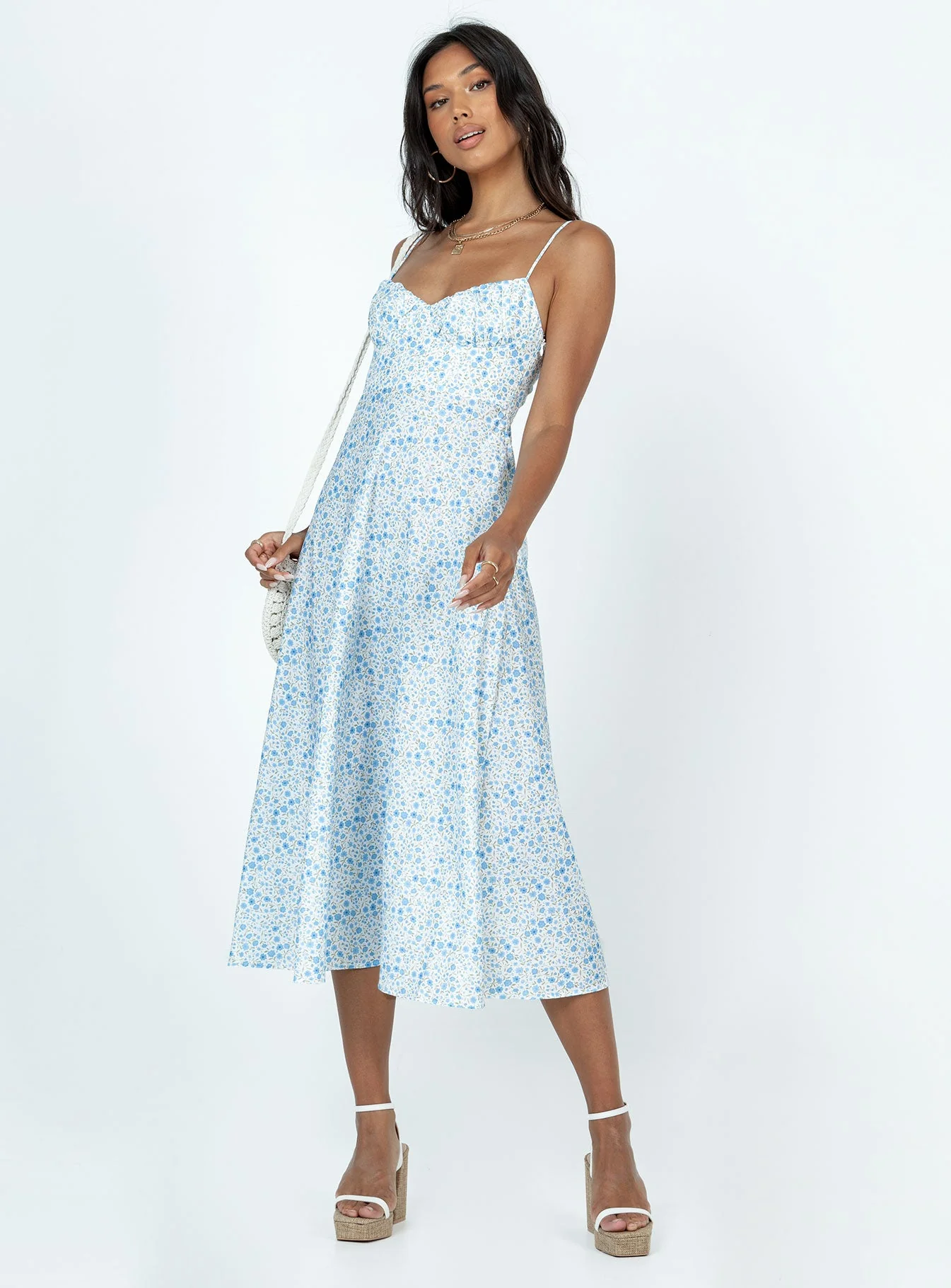Amara Midi Dress Blue Multi - Image 3
