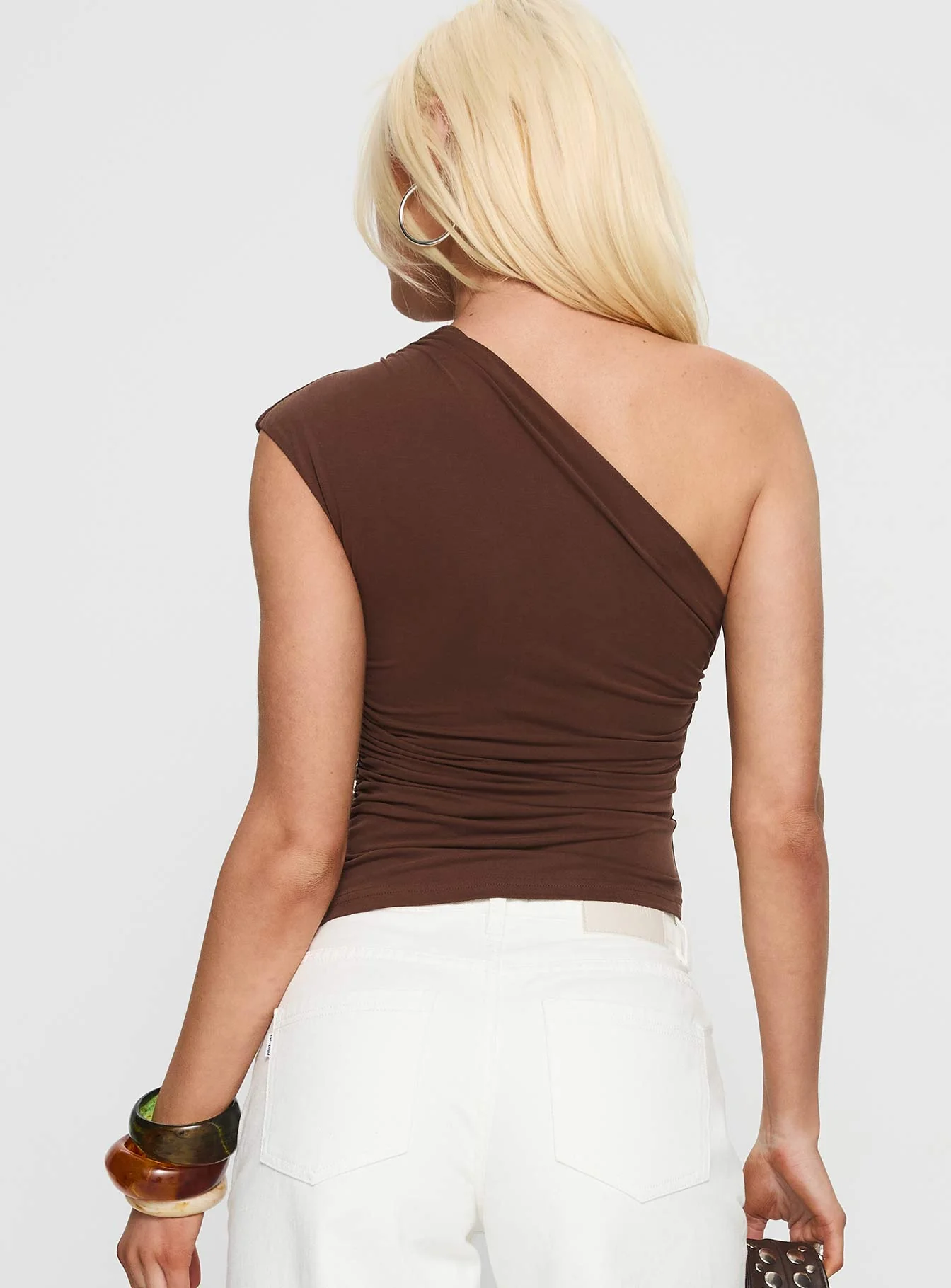 Amelyn One Shoulder Top Brown - Image 5