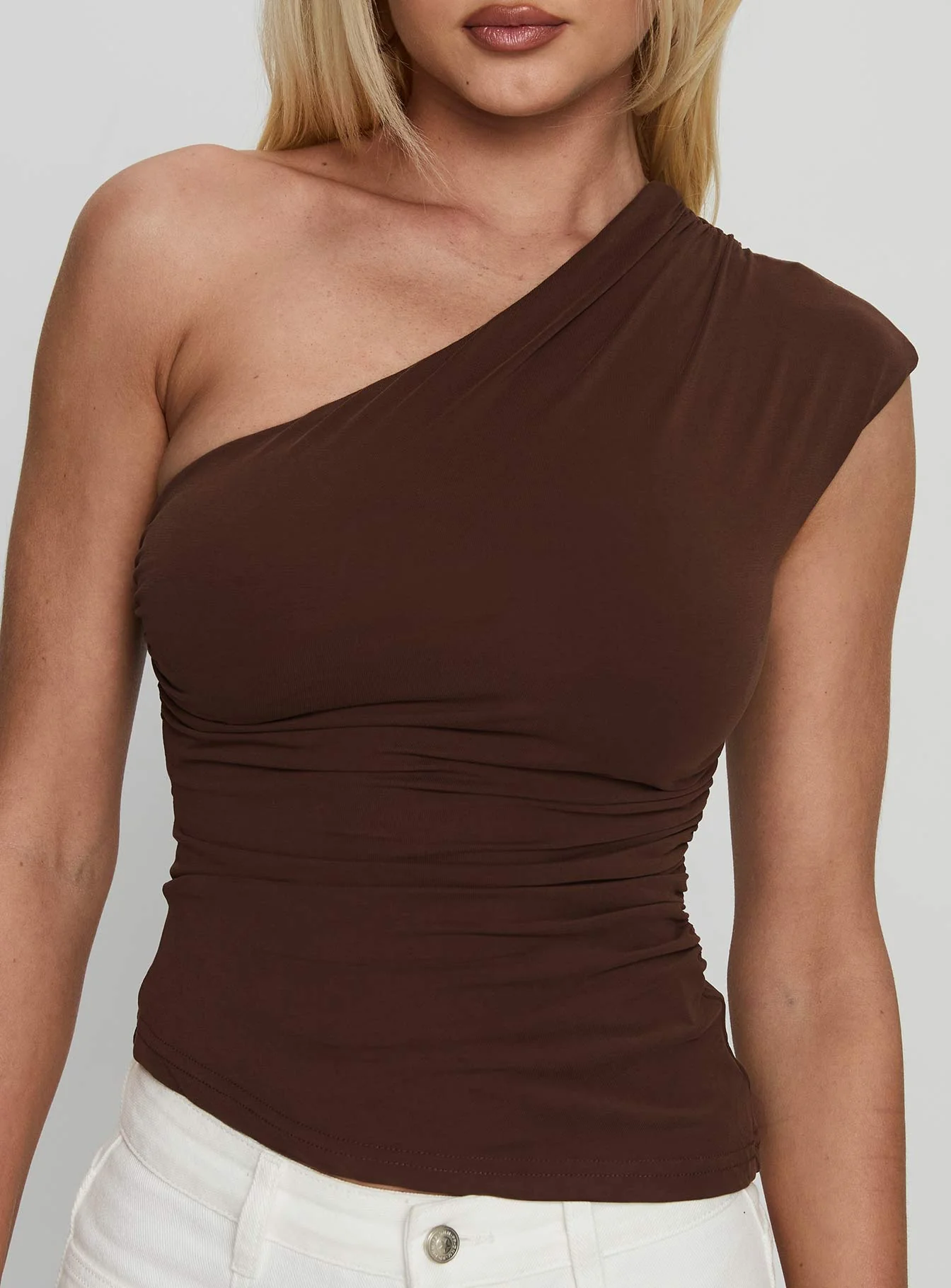 Amelyn One Shoulder Top Brown - Image 6