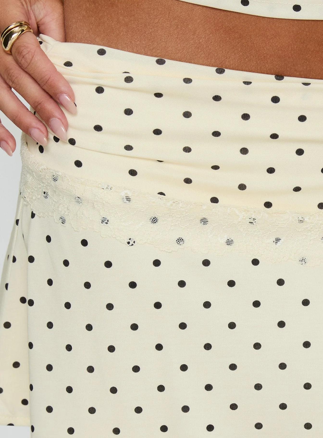 Amia Lace Mini Skirt Cream Polka Dot - Image 6
