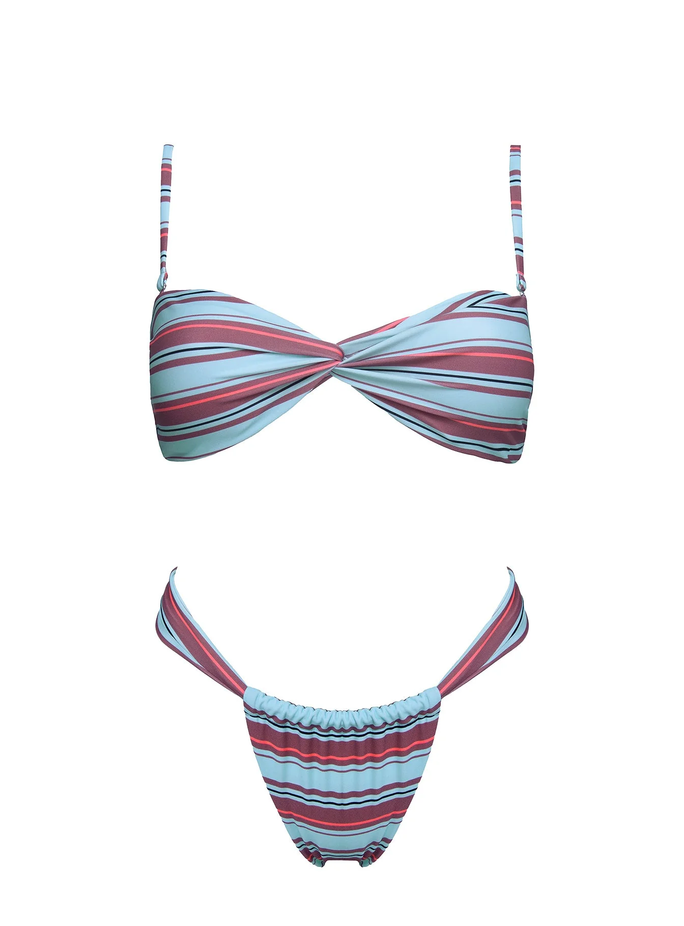 Amplitude Bikini Top Blue / Brown Stripe - Image 5