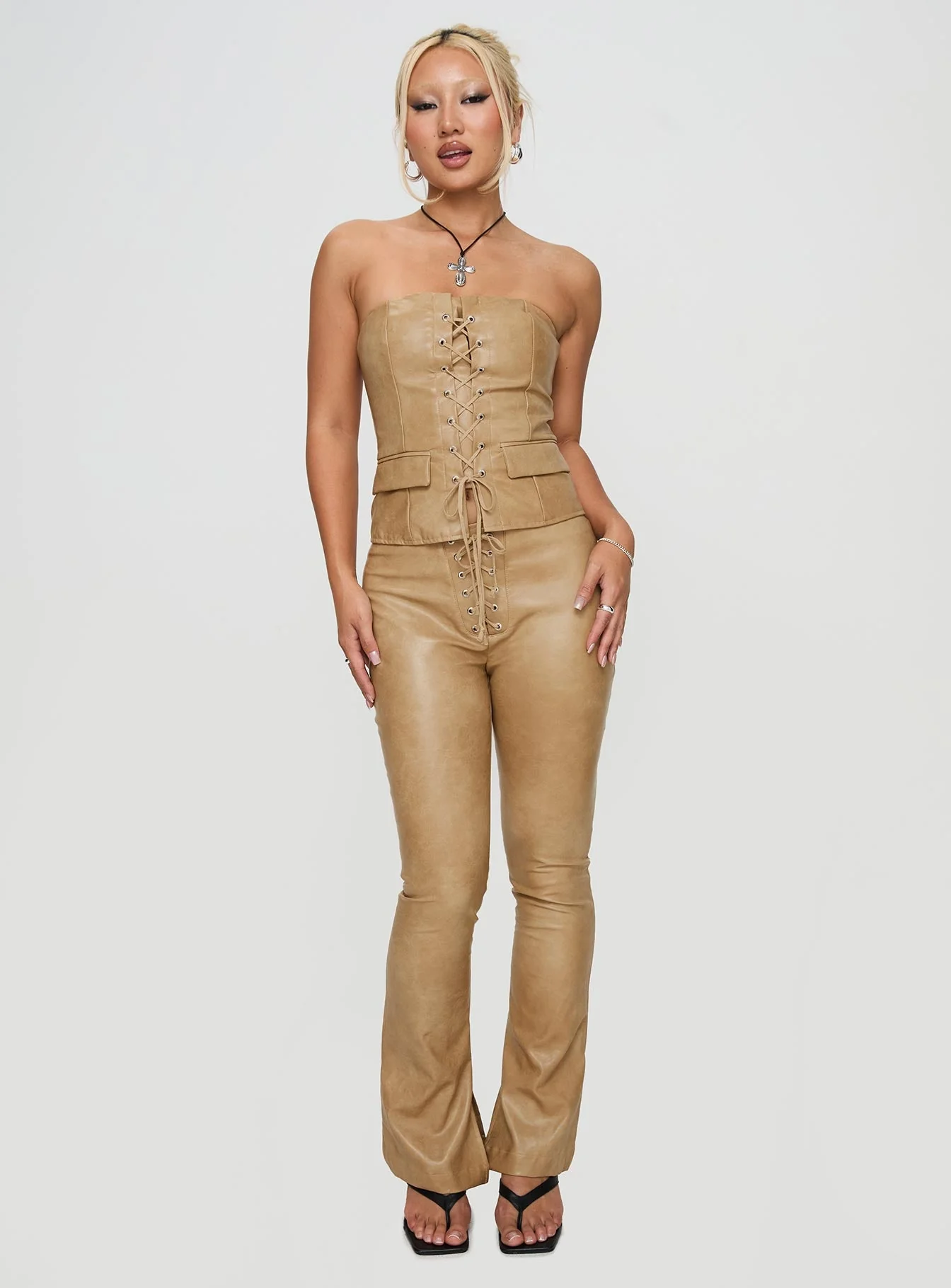 Anaheim Strapless Top Beige - Image 2