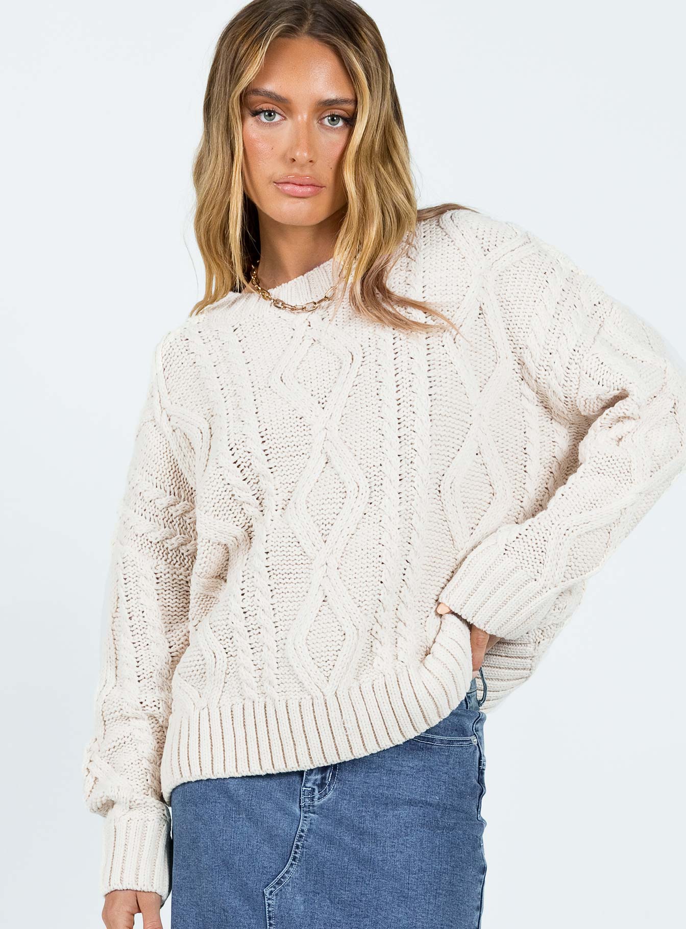 Anaya Oversized Sweater Beige - Image 2