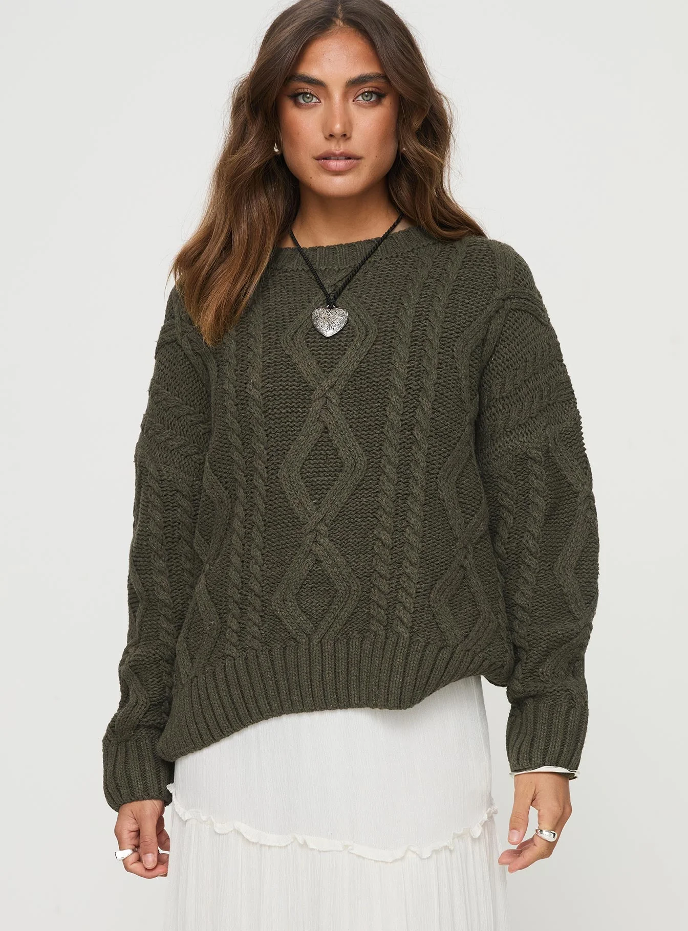 Anaya Oversized Sweater Olive - Image 3
