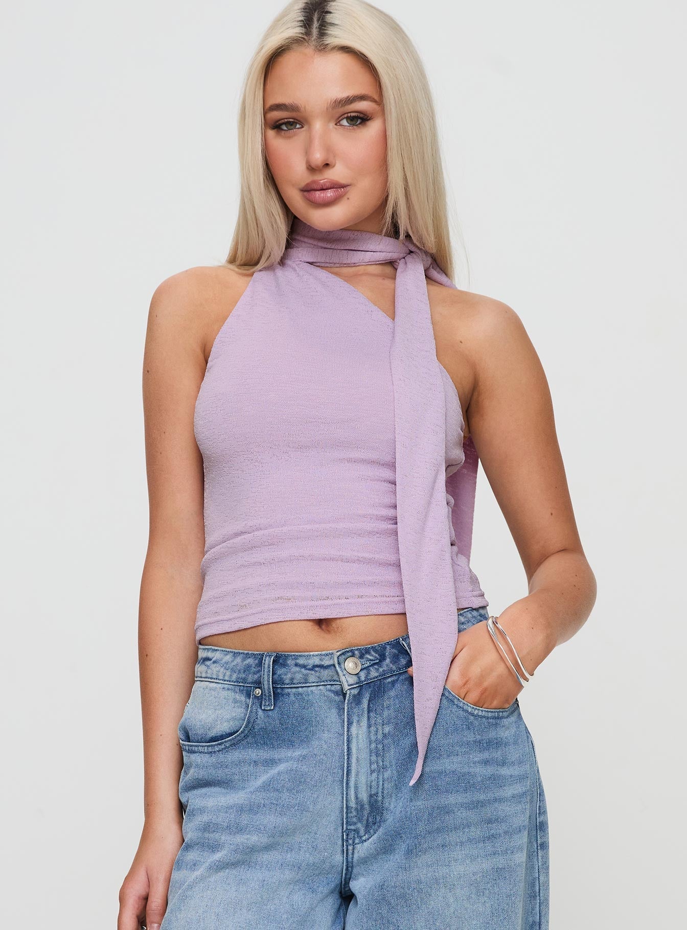 Anderstone Neck Tie Top Purple - Image 2