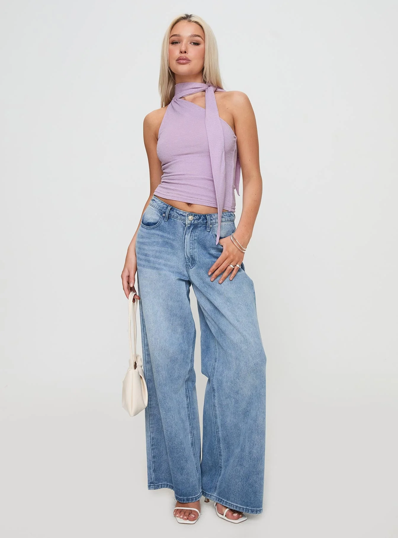 Anderstone Neck Tie Top Purple - Image 3