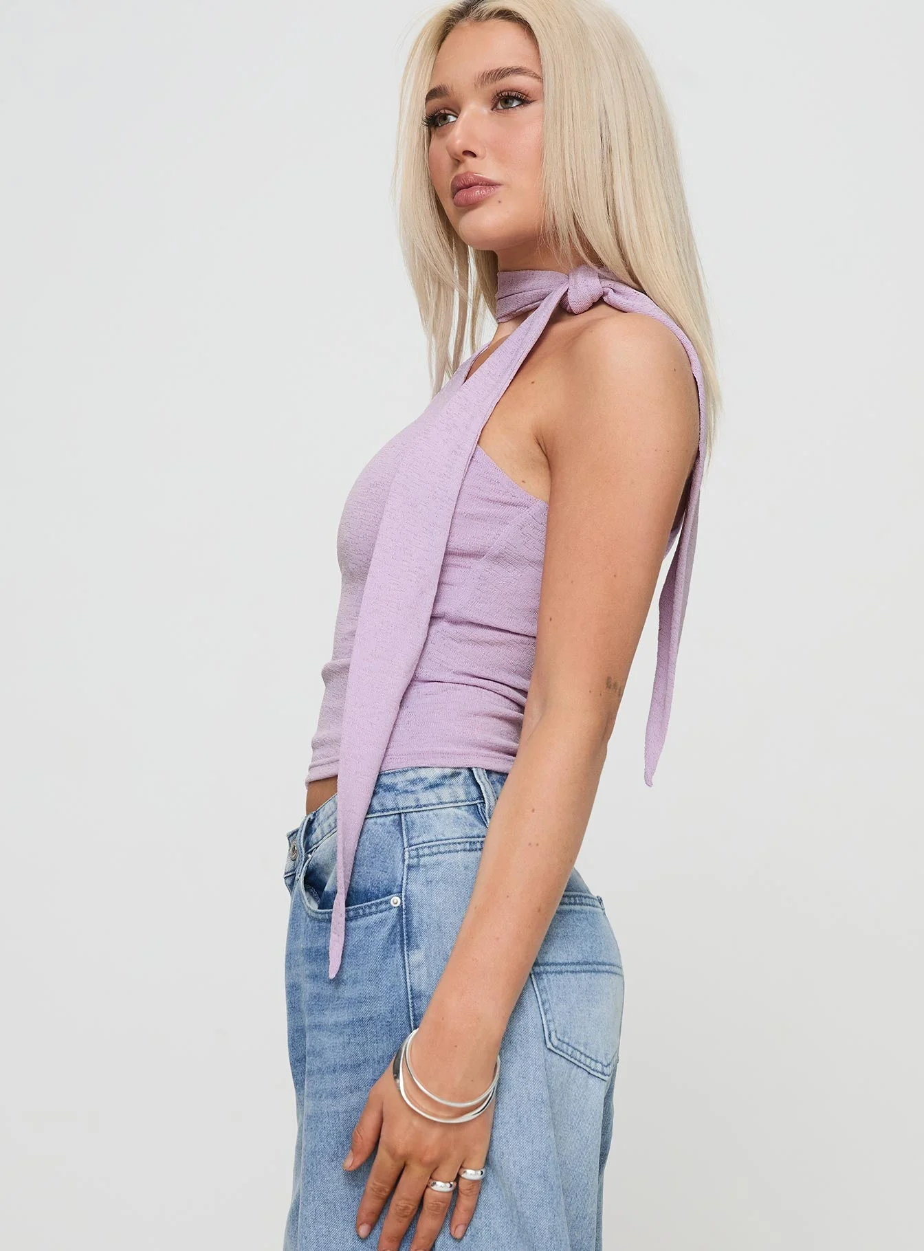 Anderstone Neck Tie Top Purple - Image 4