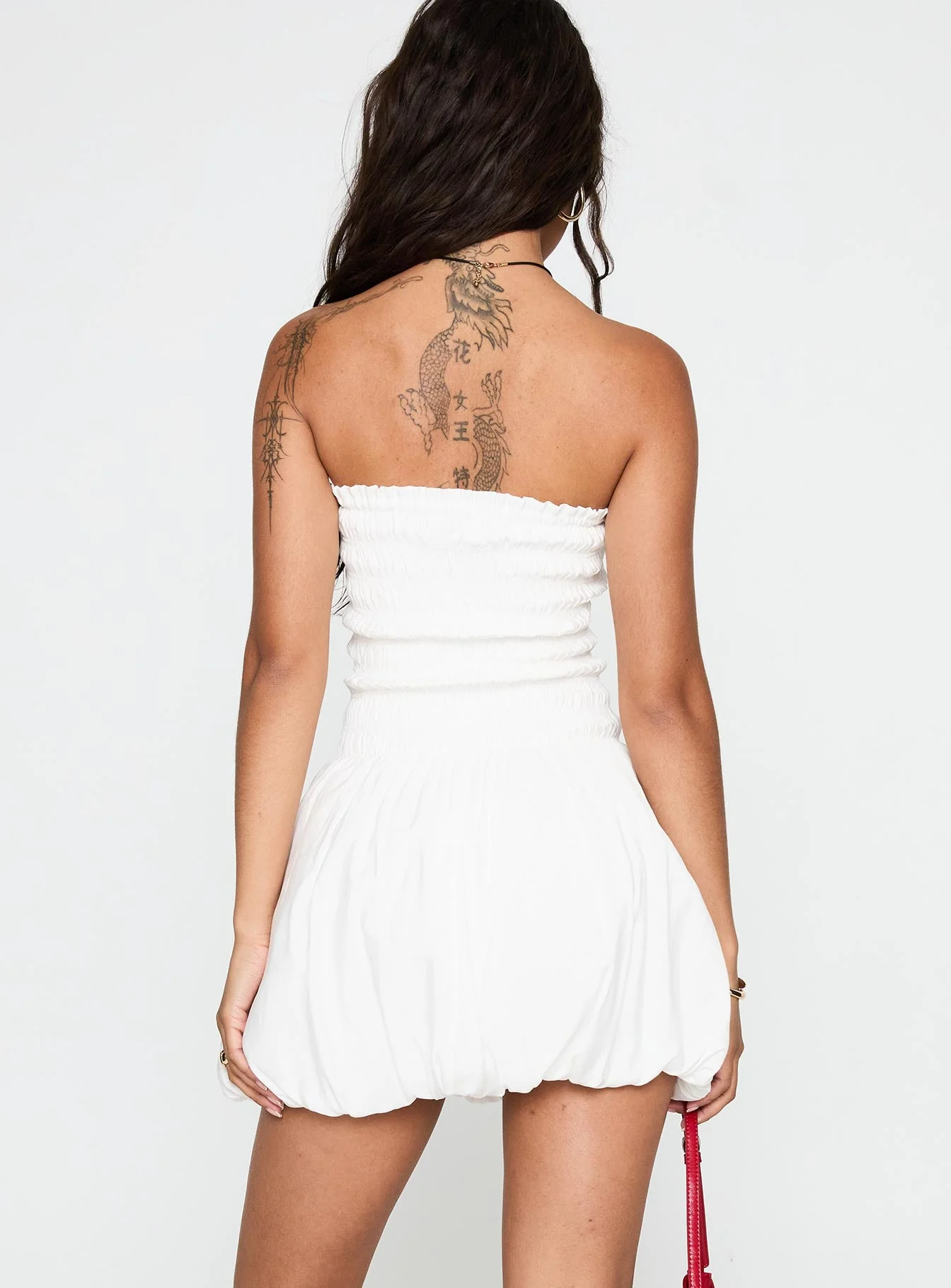 Anemone Bubble Hem Mini Dress White - Image 5