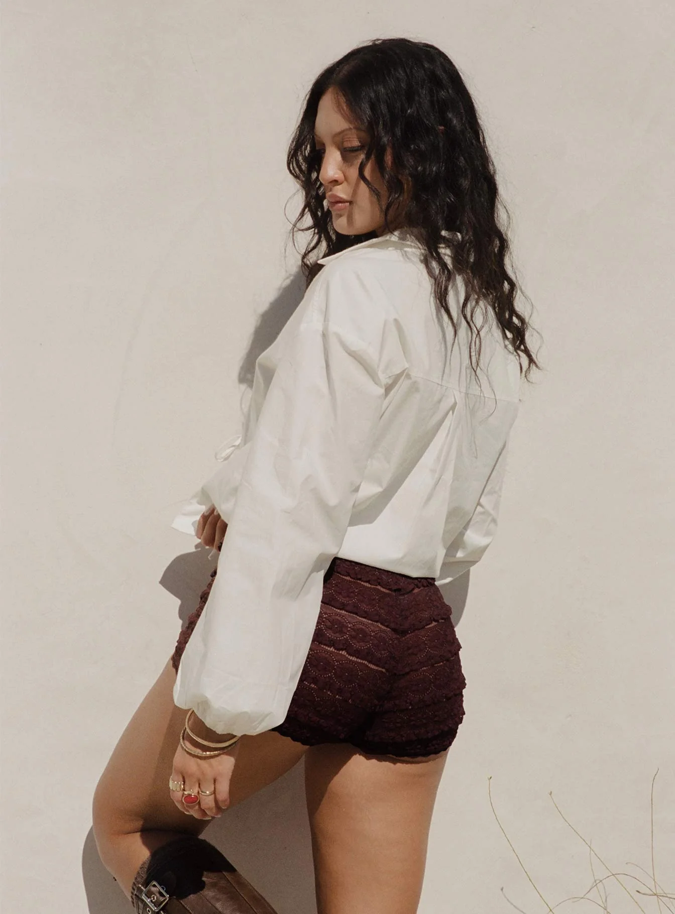 Angelis Lace Shorts Chocolate - Image 6