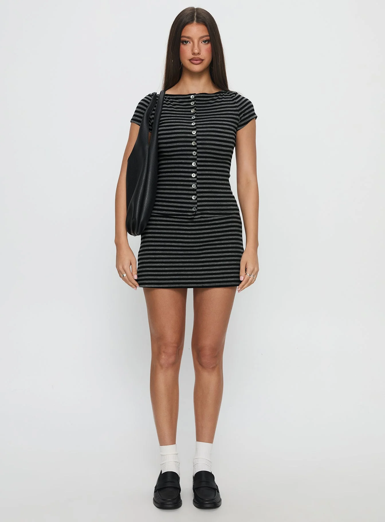 Angellina Jersey Button Down Top Stripe - Image 7