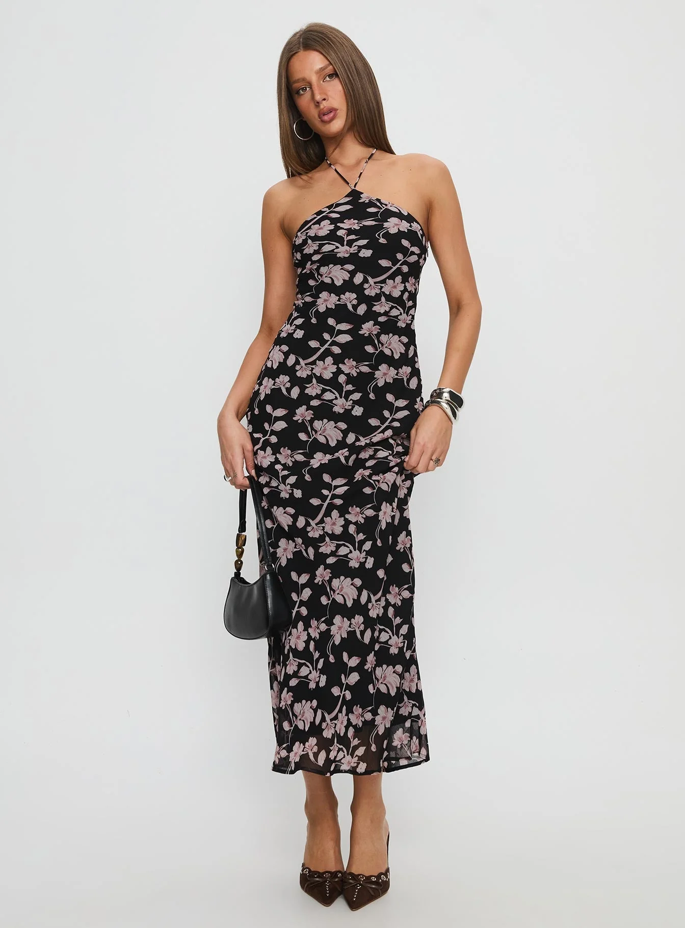 Anisa Halter Maxi Dress Black Floral - Image 2