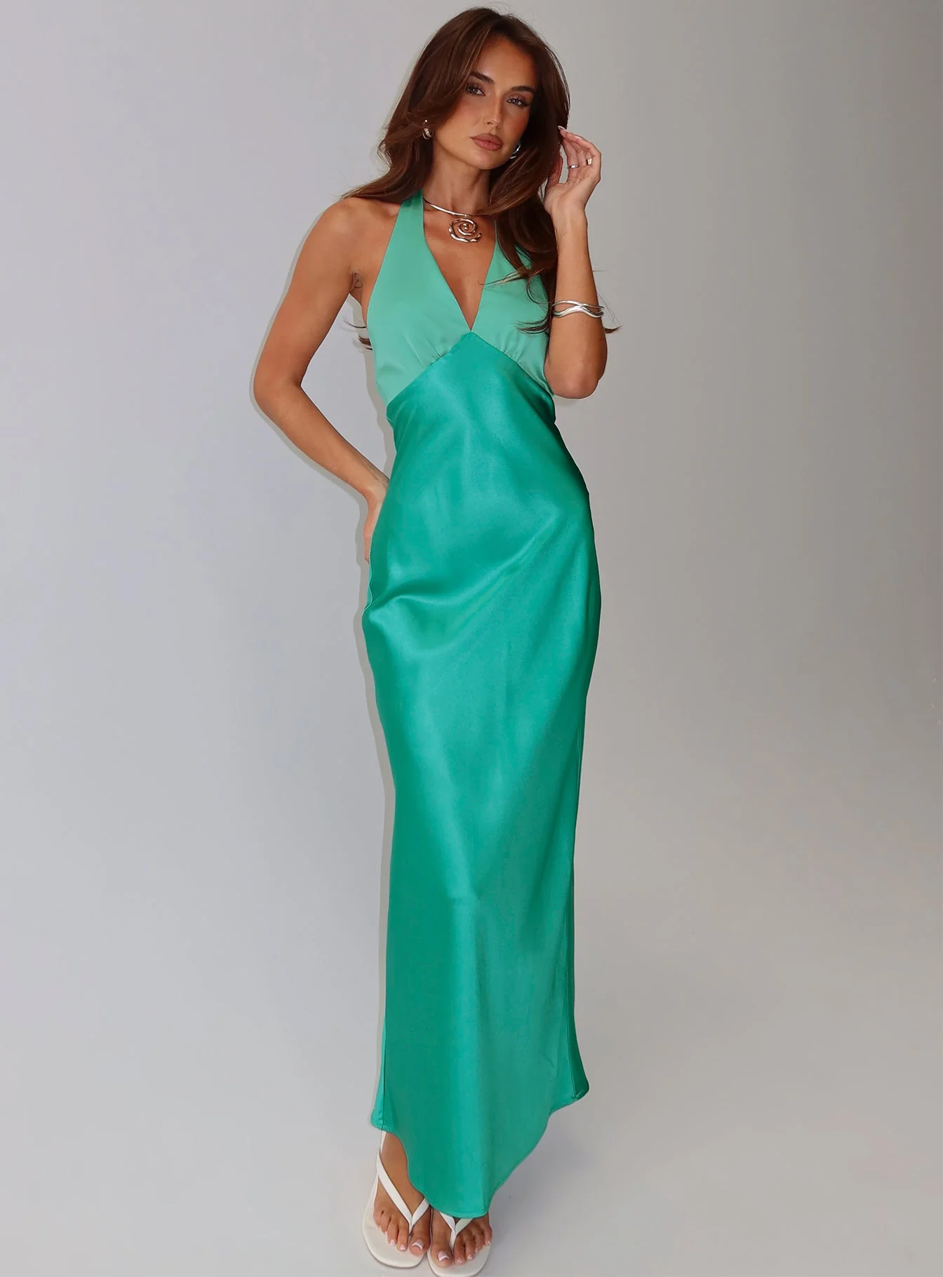 Annalia Scarf Tie Maxi Dress Aqua - Image 8