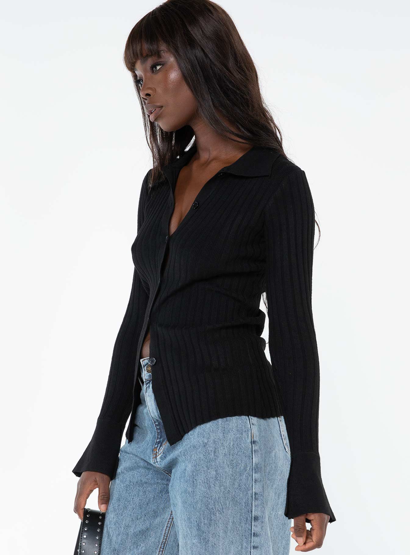 Anneke Collared Cardigan Black - Image 5