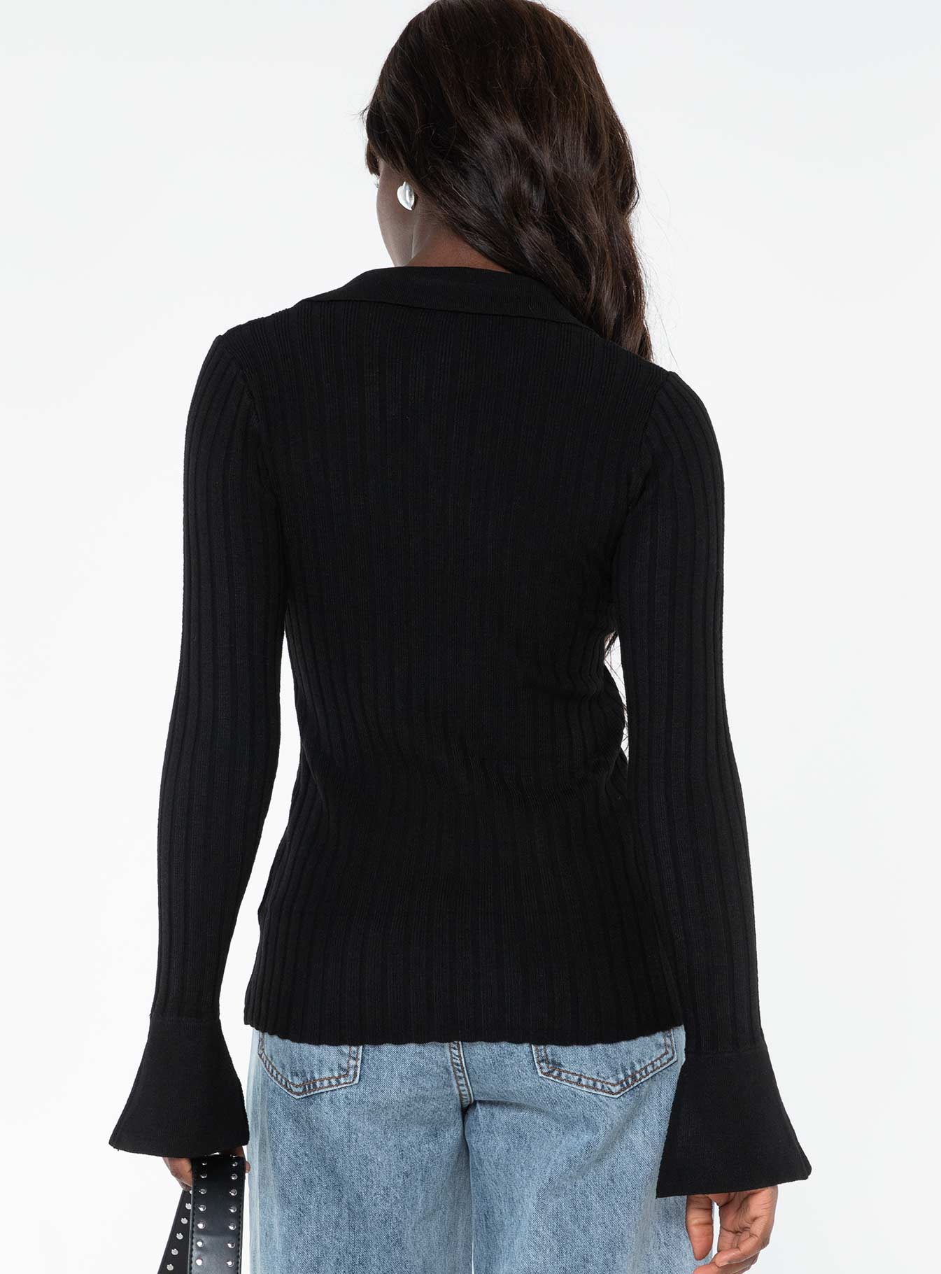 Anneke Collared Cardigan Black - Image 6