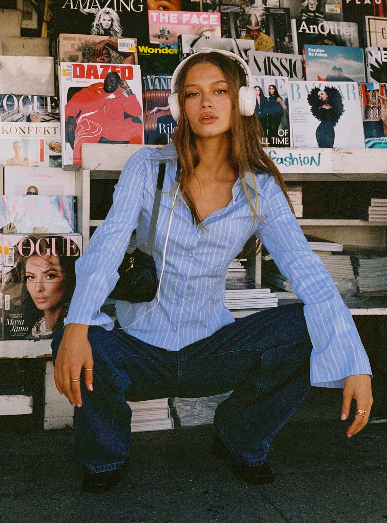 Anni Pinstripe Shirt Blue - Image 11