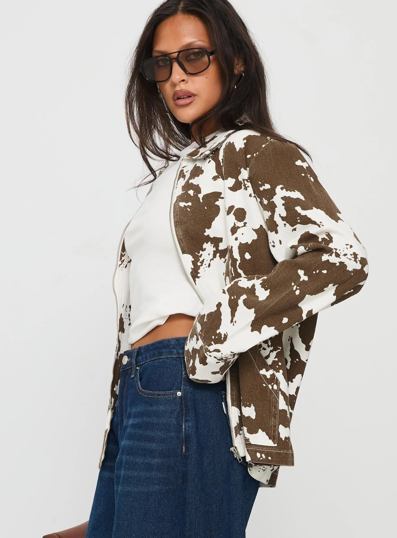 Another Life Zip Through Jacket Cow - Image 5