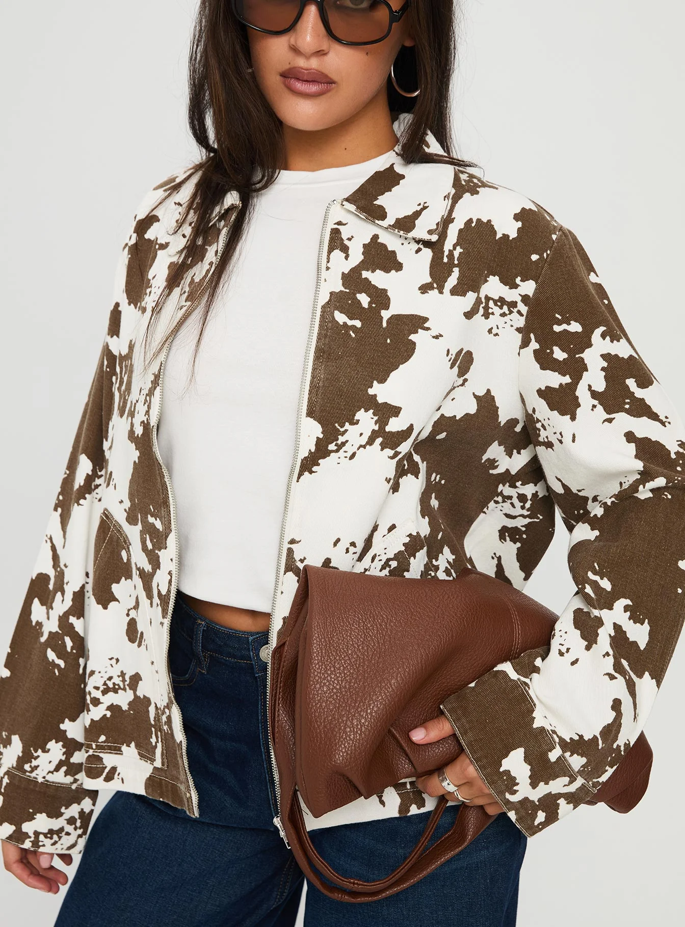 Another Life Zip Through Jacket Cow - Image 7