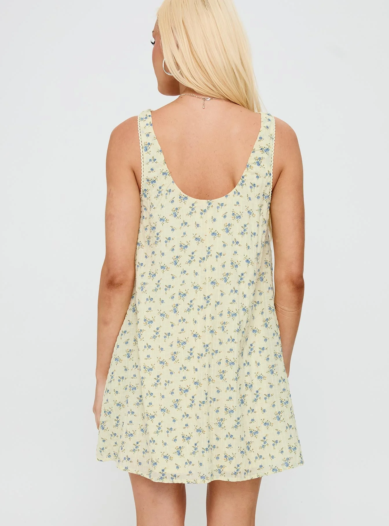 Antiquity Swing Mini Dress Yellow / Blue Floral - Image 5