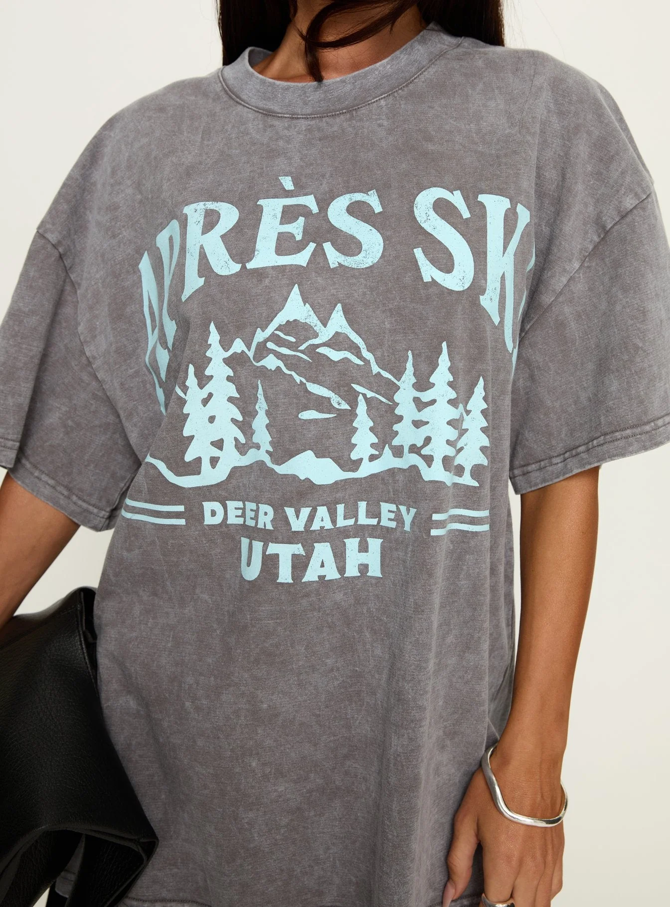 Apres Ski Valley Oversized Graphic Tee Charcoal - Image 5