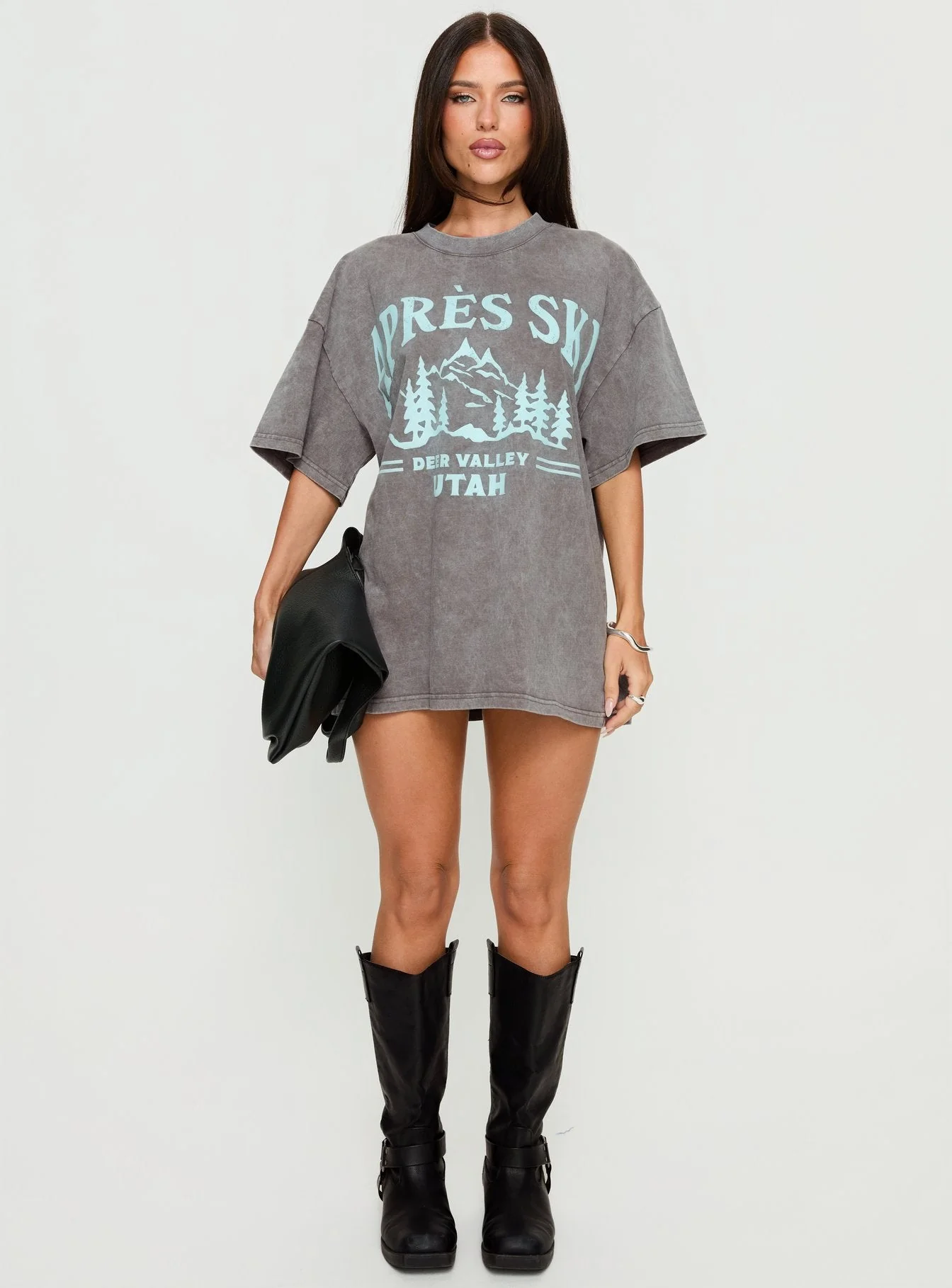 Apres Ski Valley Oversized Graphic Tee Charcoal - Image 6