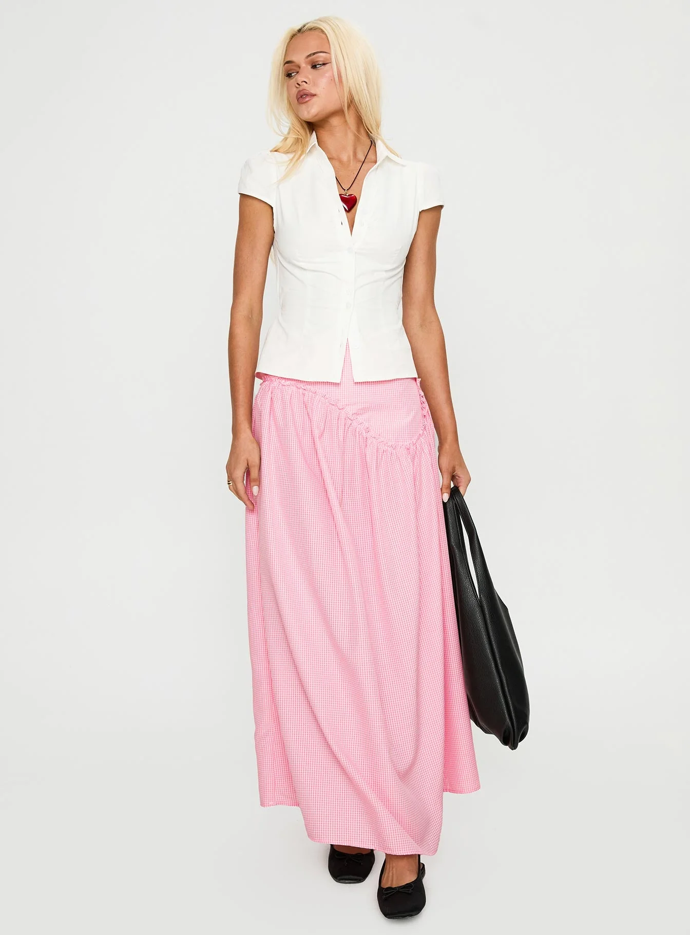 Apresia Maxi Skirt Pink Gingham - Image 3