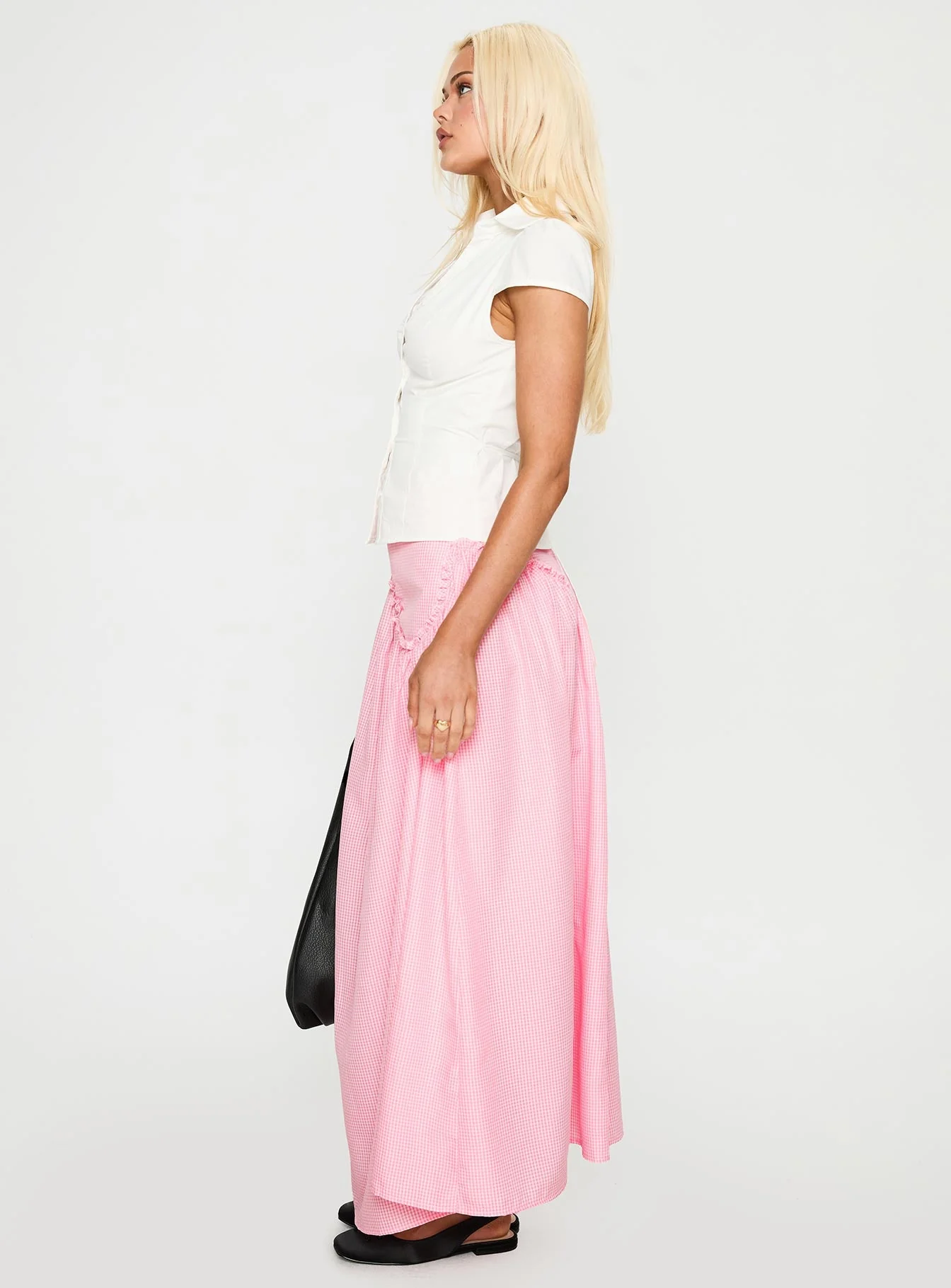 Apresia Maxi Skirt Pink Gingham - Image 4
