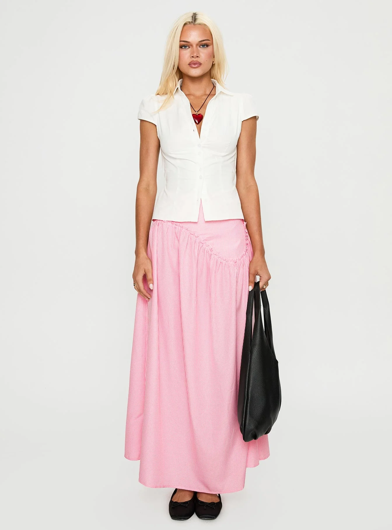 Apresia Maxi Skirt Pink Gingham - Image 7