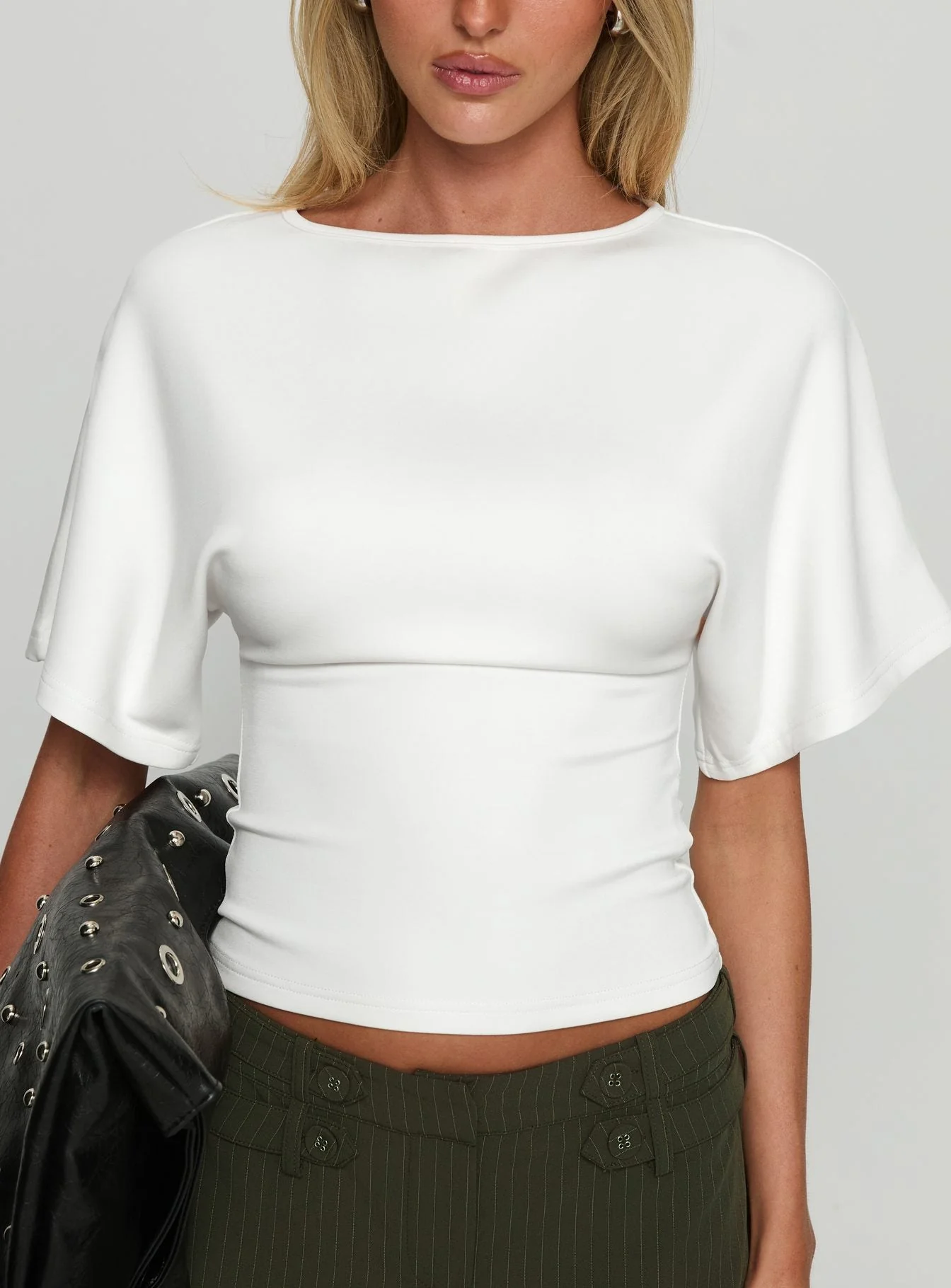 Arazia Cinched Short Sleeve Top White - Image 6