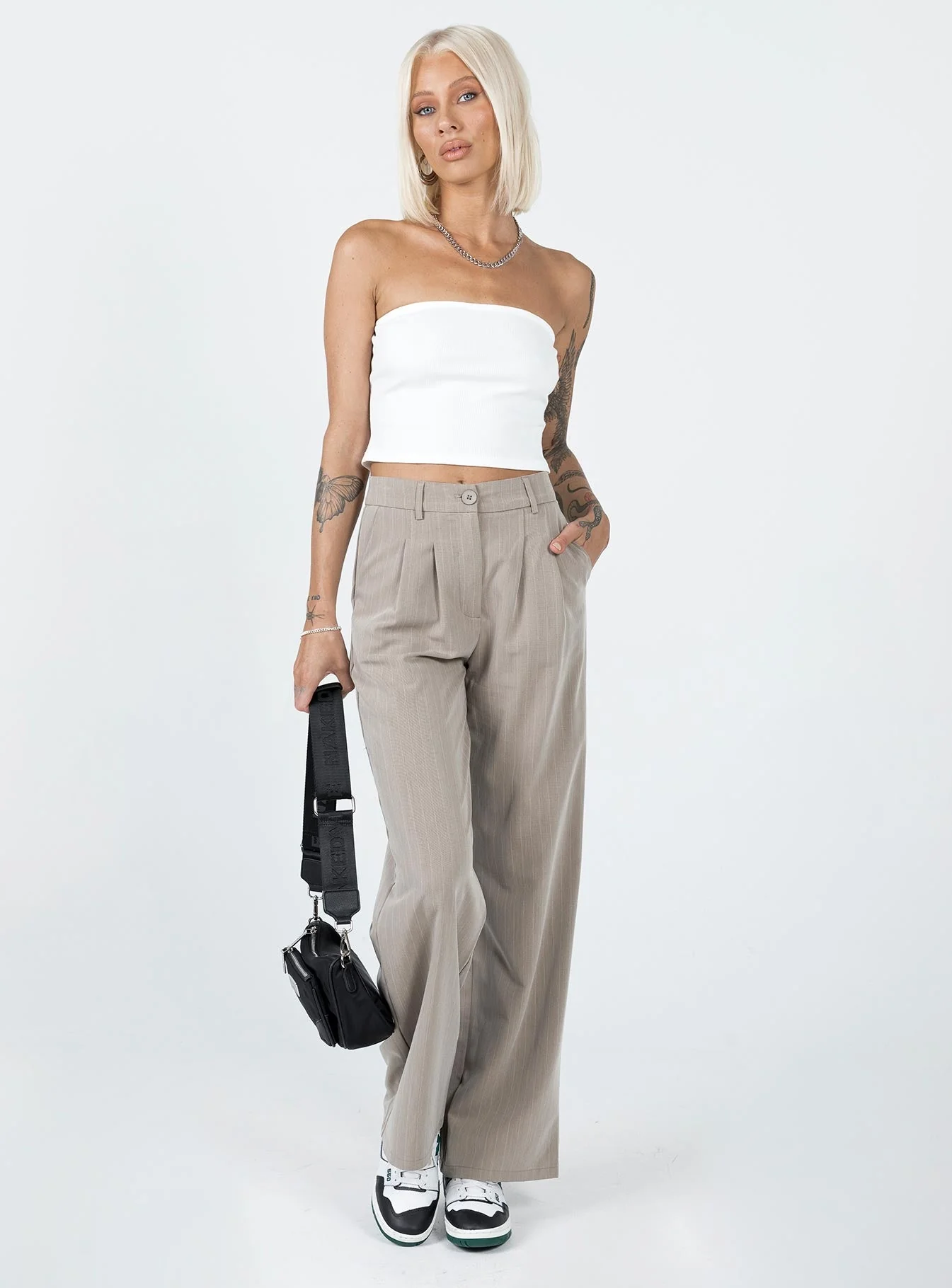 Archer Pants Pinstripe Beige - Image 2