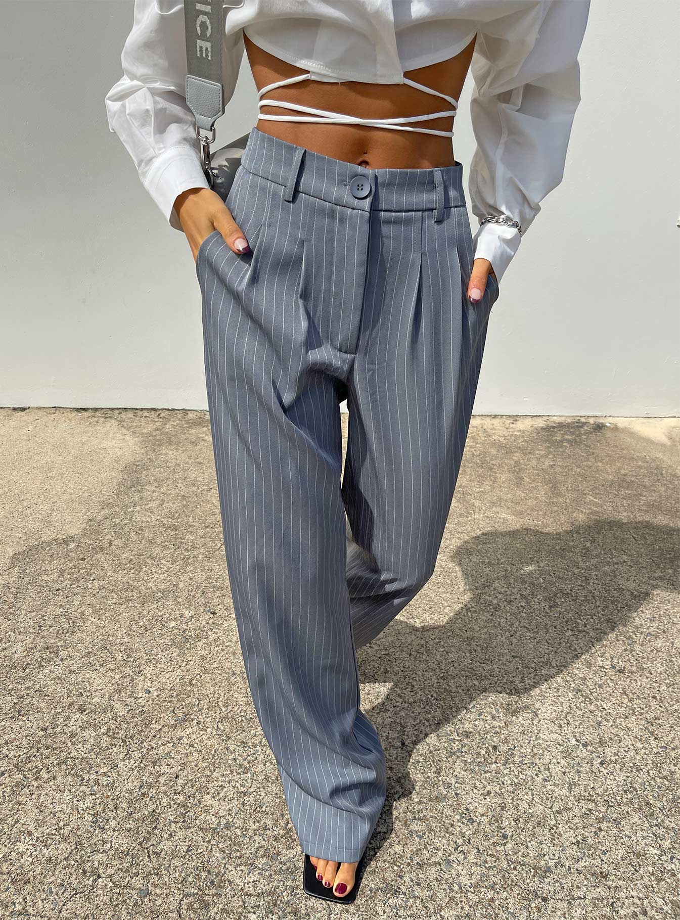 Archer Pants Pinstripe Grey - Image 7