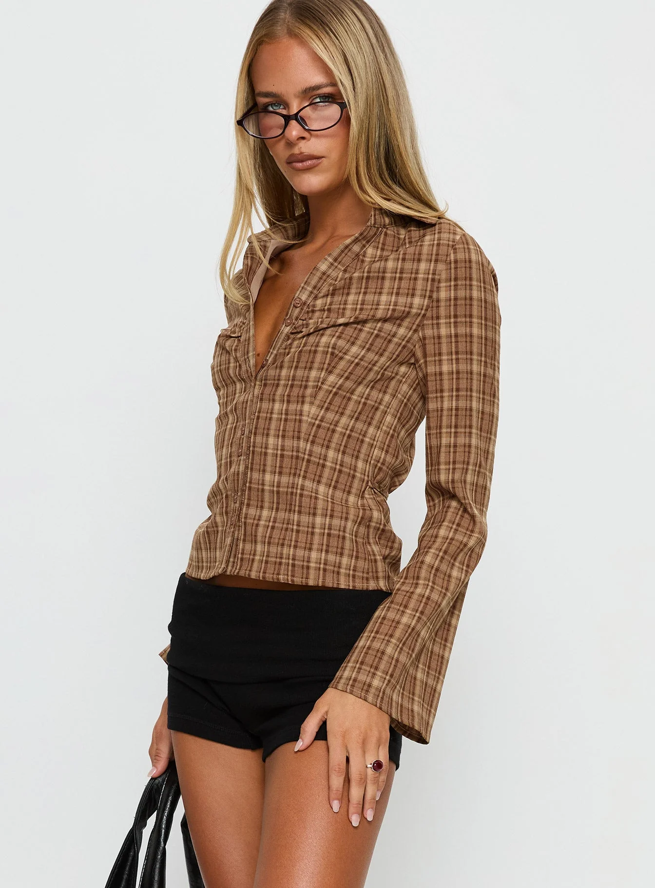 Arianwyn Long Sleeve Shirt Brown Check - Image 4