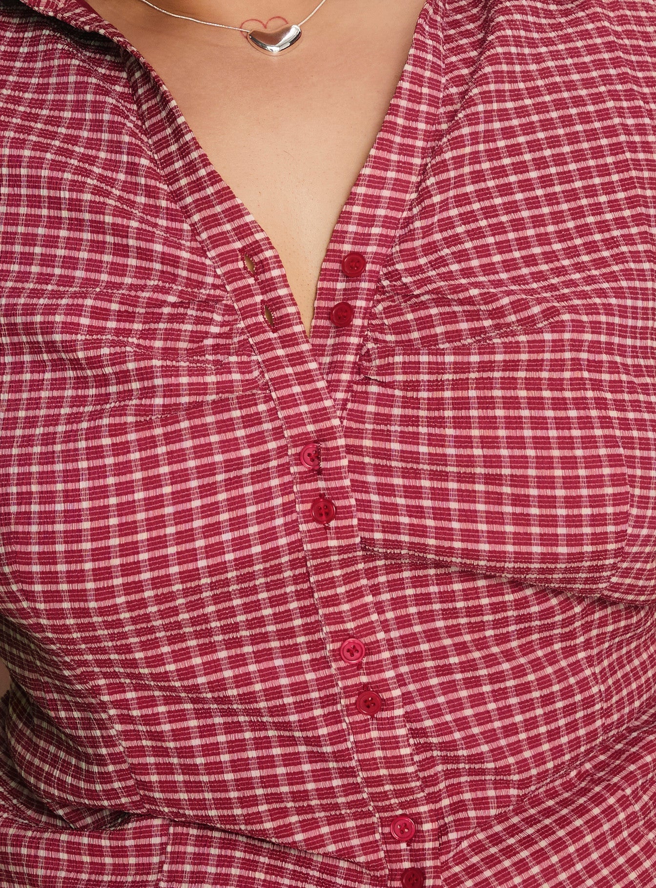 Arianwyn Short Sleeve Shirt Red Check Curve - Image 5