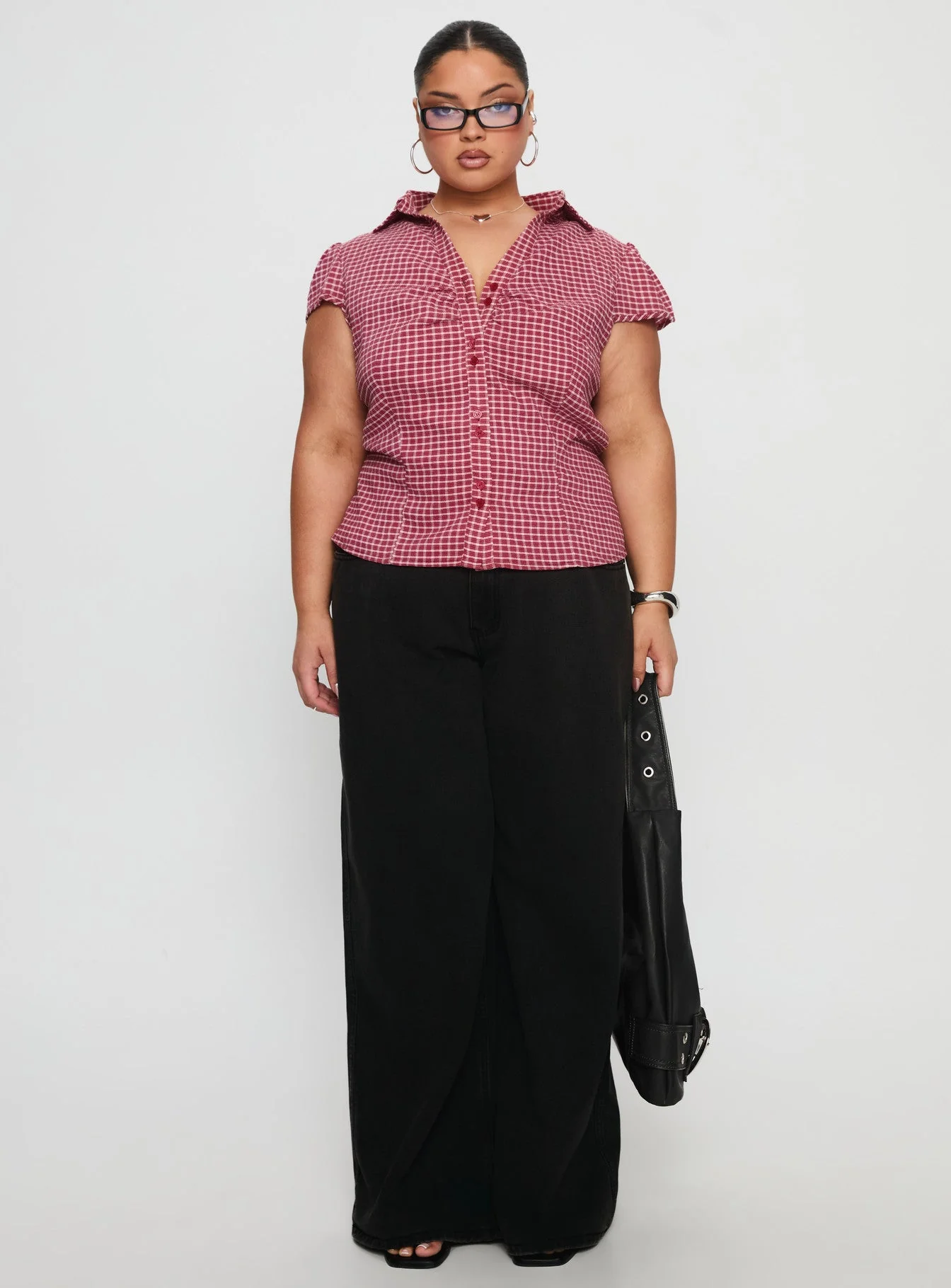 Arianwyn Short Sleeve Shirt Red Check Curve - Image 6