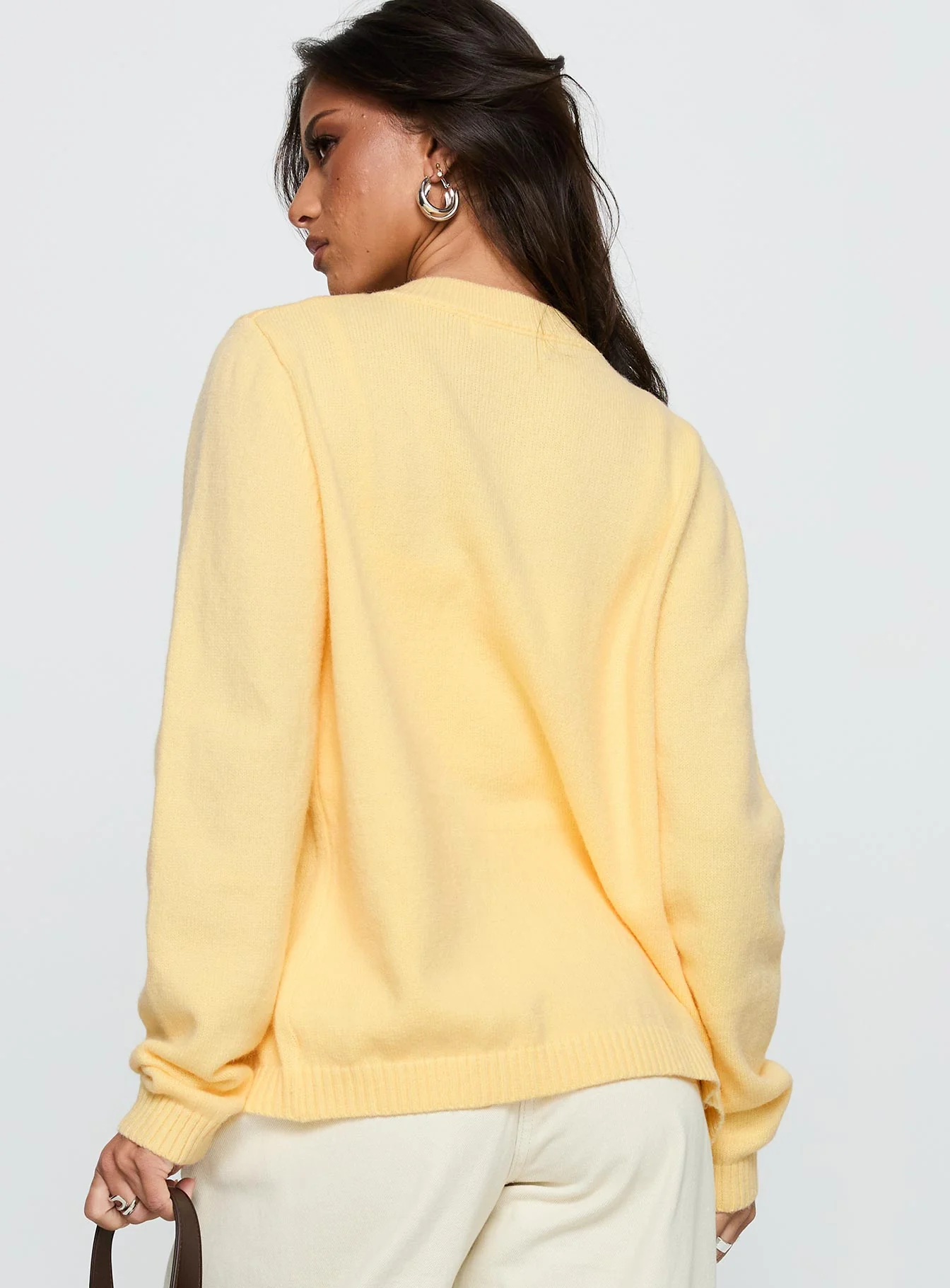 Arica Button Up Knit Cardigan Lemon - Image 5
