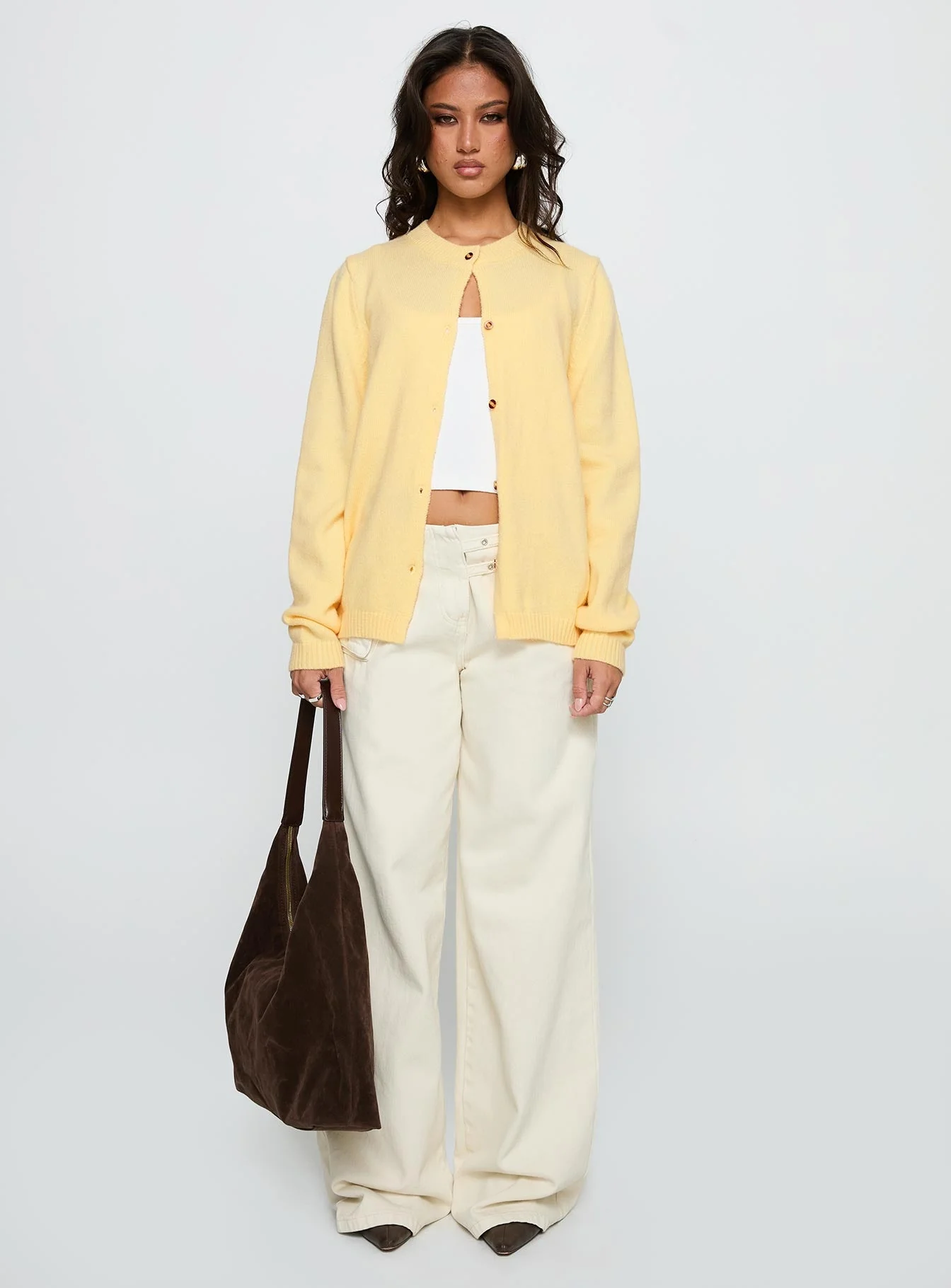 Arica Button Up Knit Cardigan Lemon - Image 7