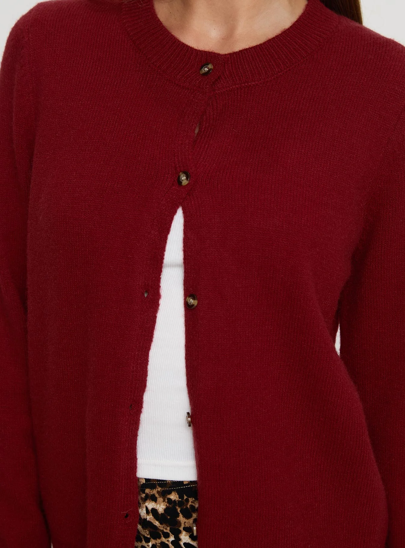 Arica Button Up Knit Cardigan Red - Image 6