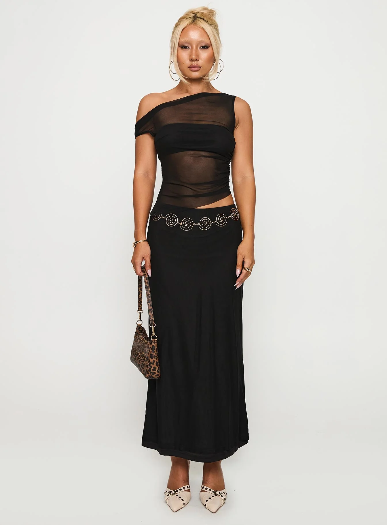 Aristocrat One Shoulder Mesh Set Black - Image 7