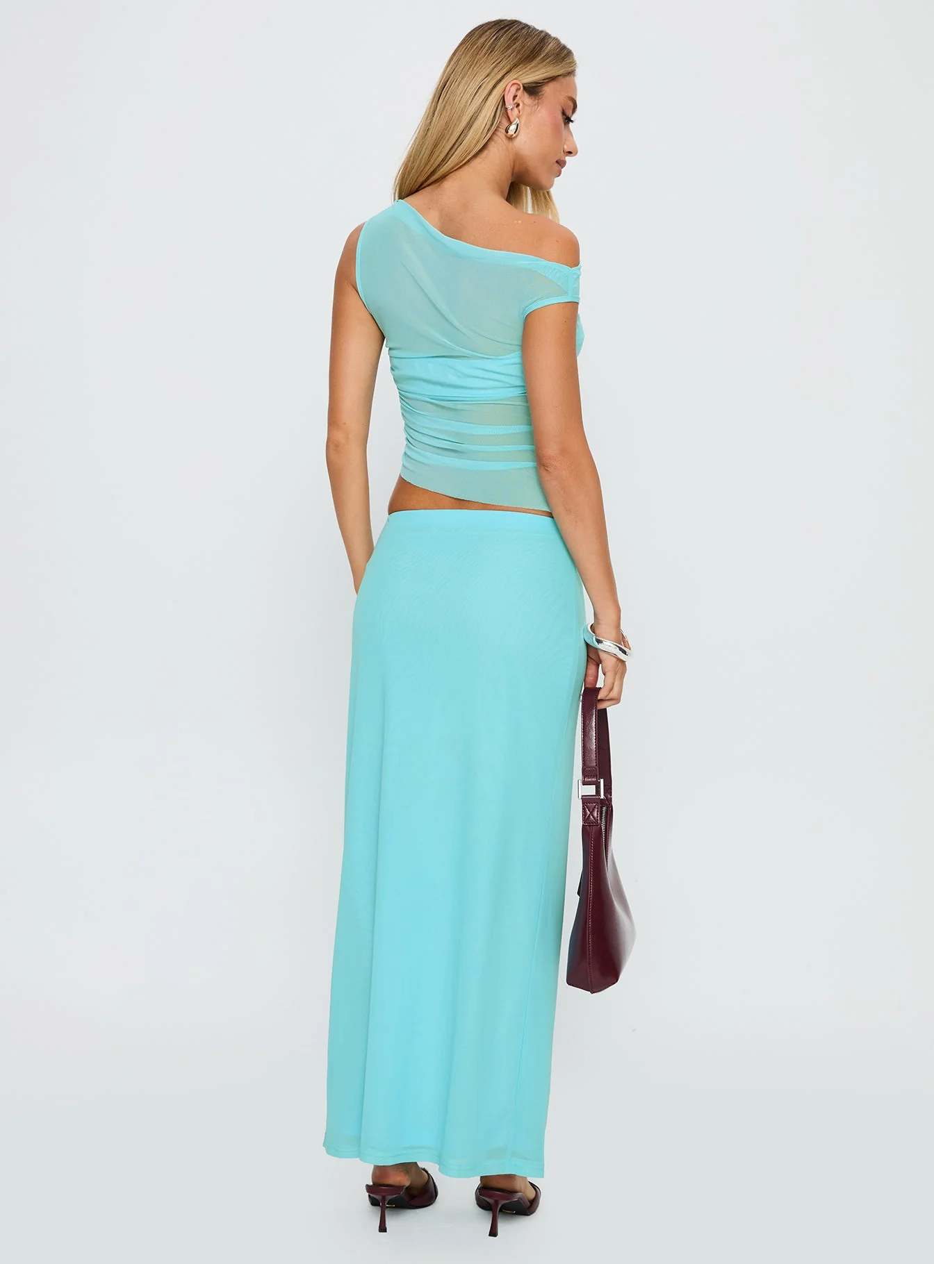 Aristocrat One Shoulder Mesh Set Blue - Image 5