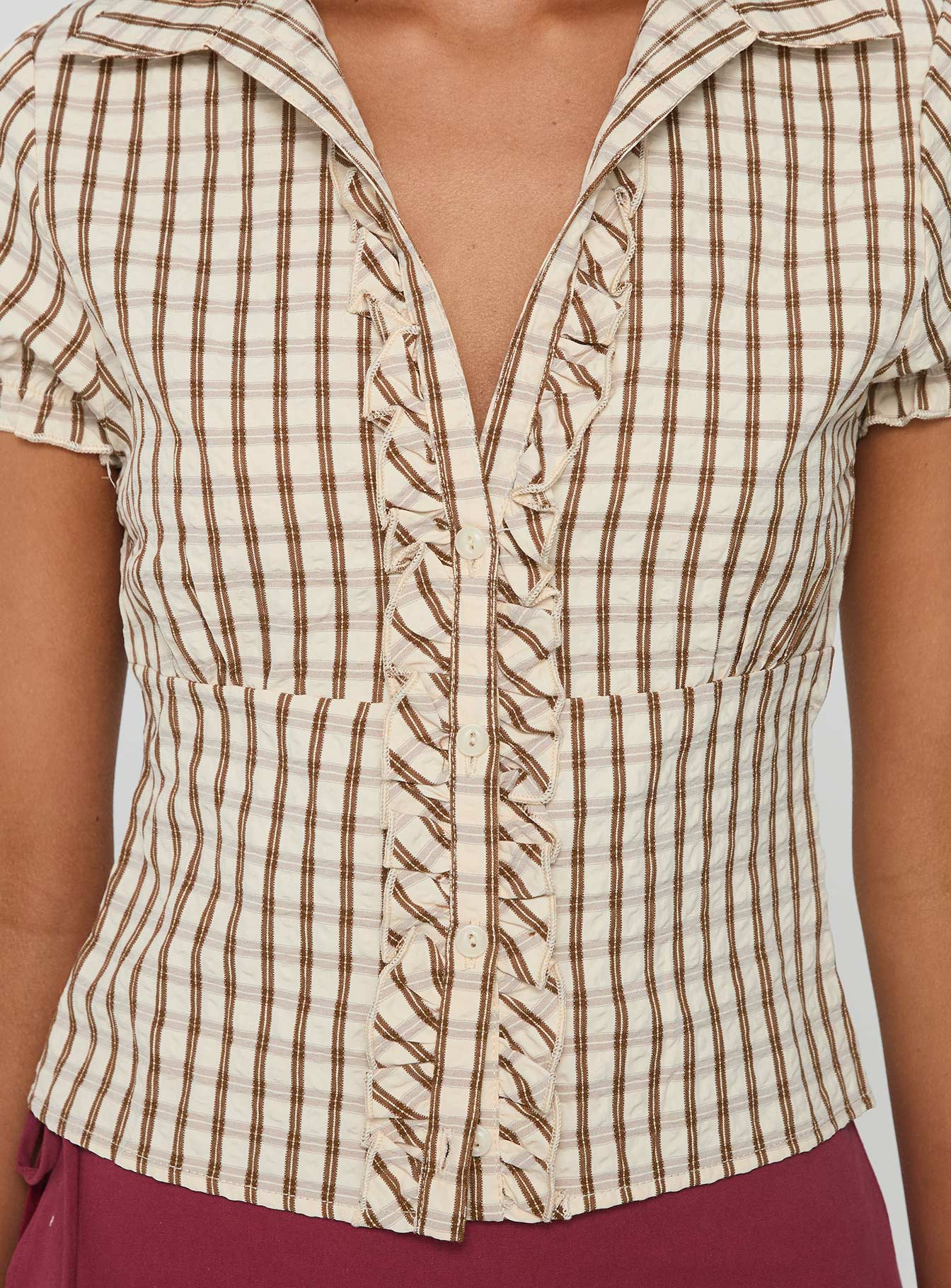 Arla Blouse Brown Check - Image 6