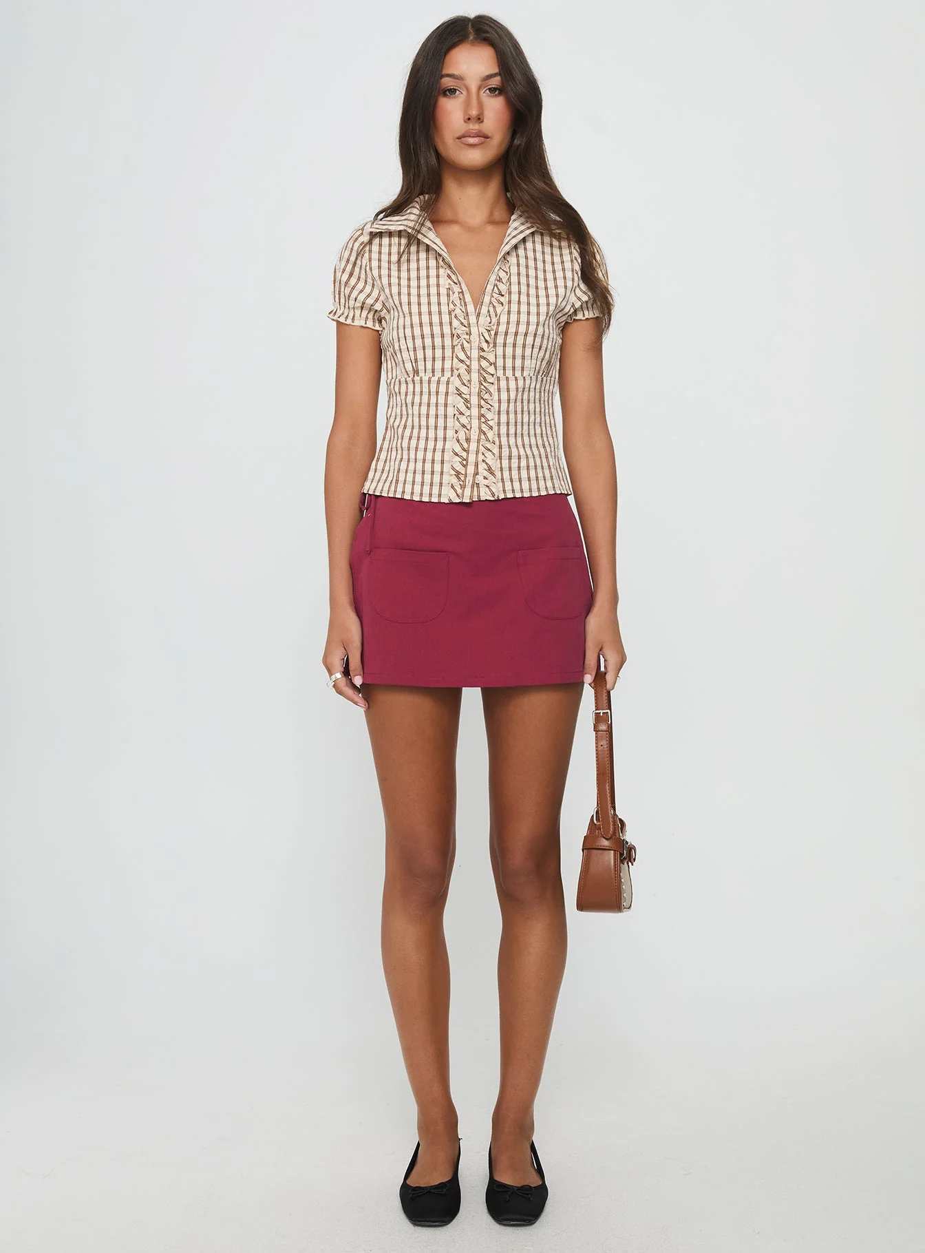 Arla Blouse Brown Check - Image 7