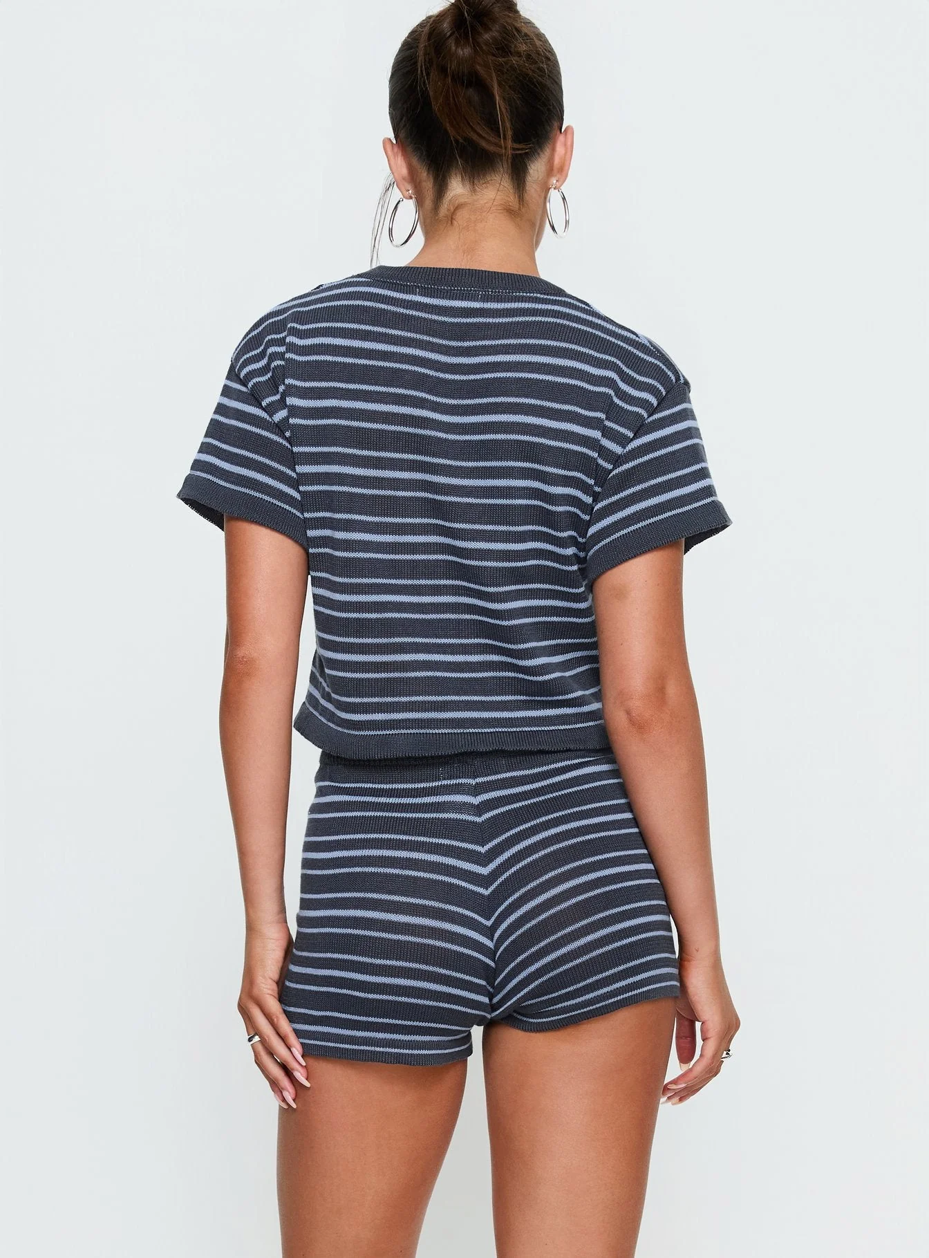 Arlynn Knit Micro Shorts Blue Stripe - Image 5