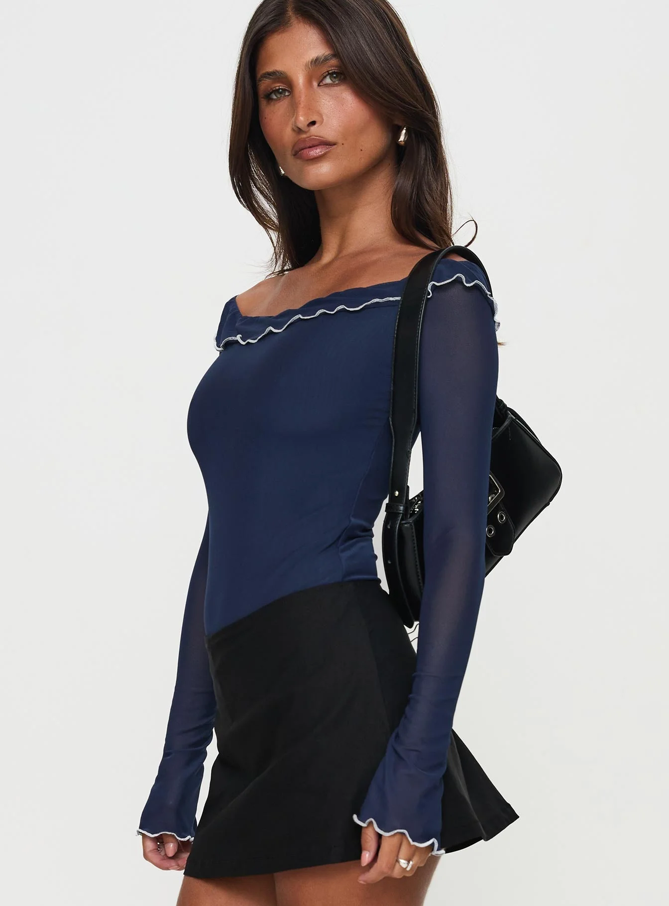 Arsema Off The Shoulder Bodysuit Navy - Image 3