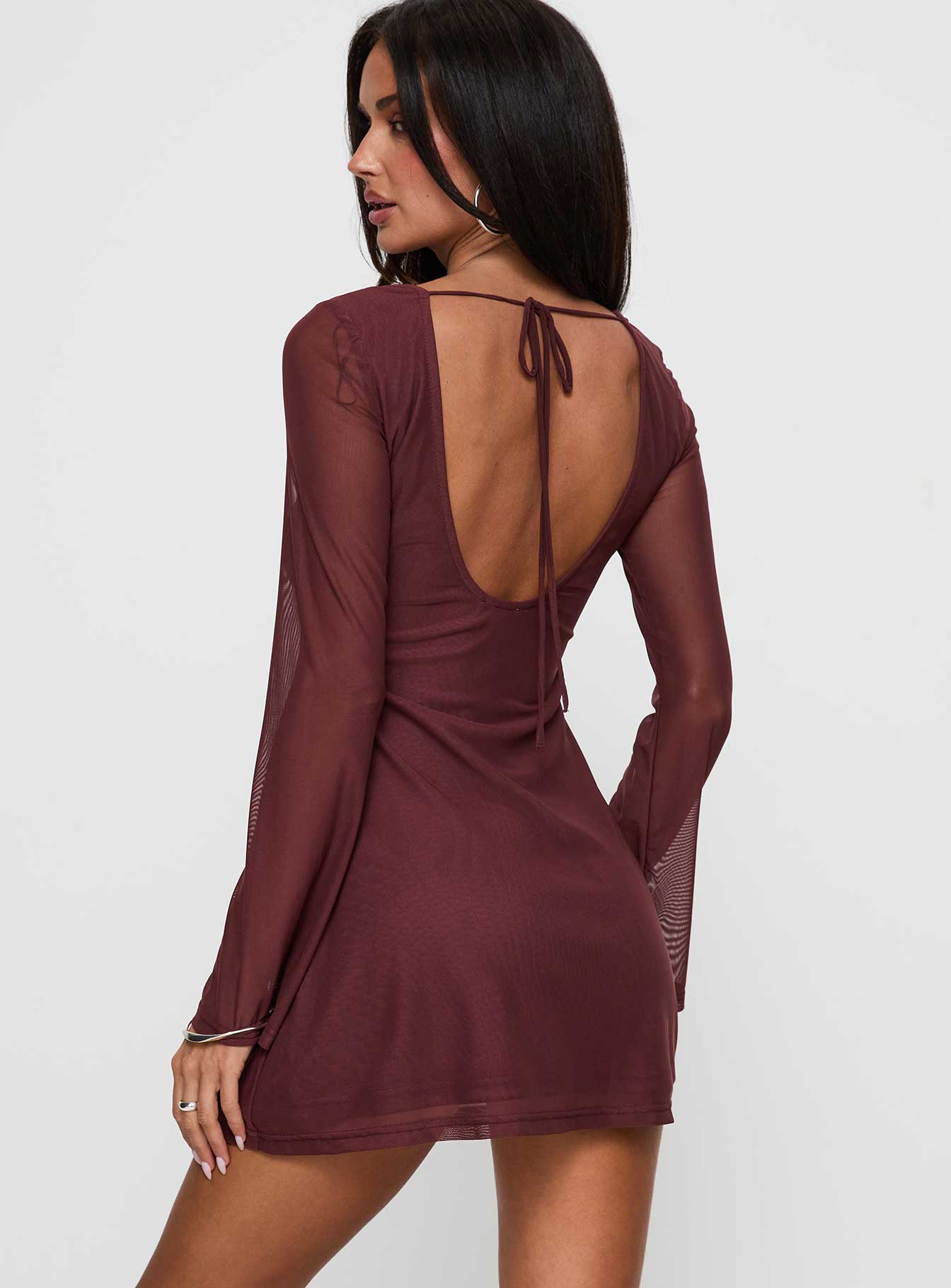 Artique Long Sleeve Mini Dress Brown - Image 4