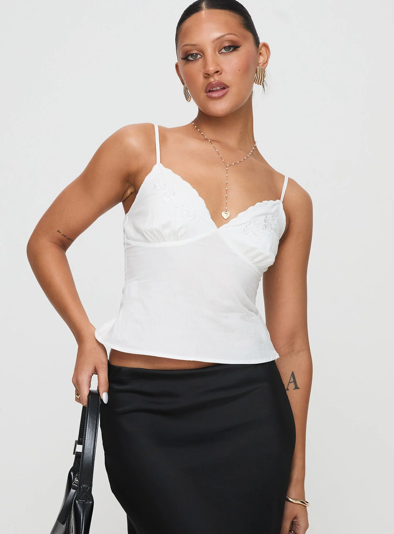 Aruba Embroidered Cami White - Image 2