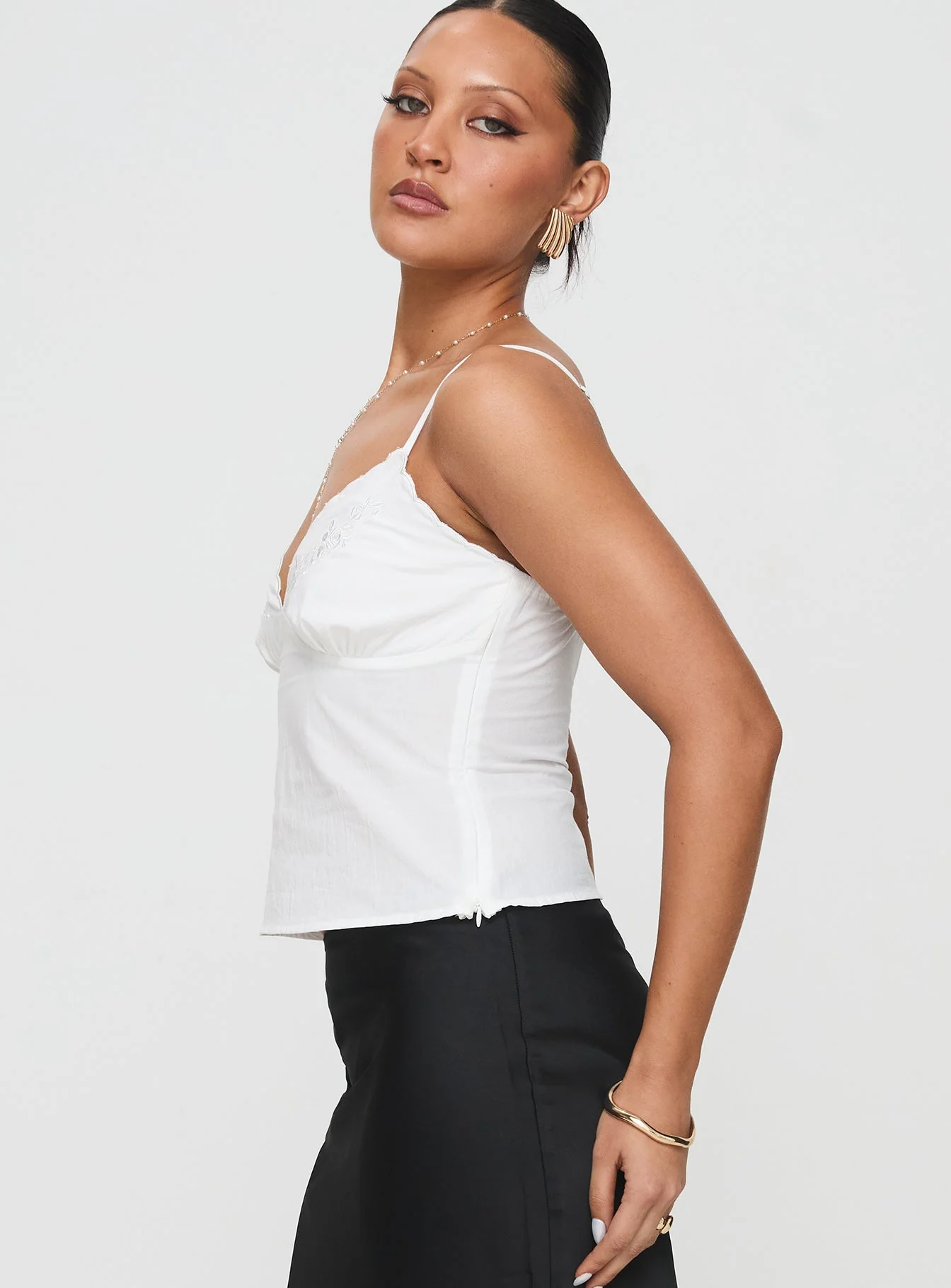 Aruba Embroidered Cami White - Image 4